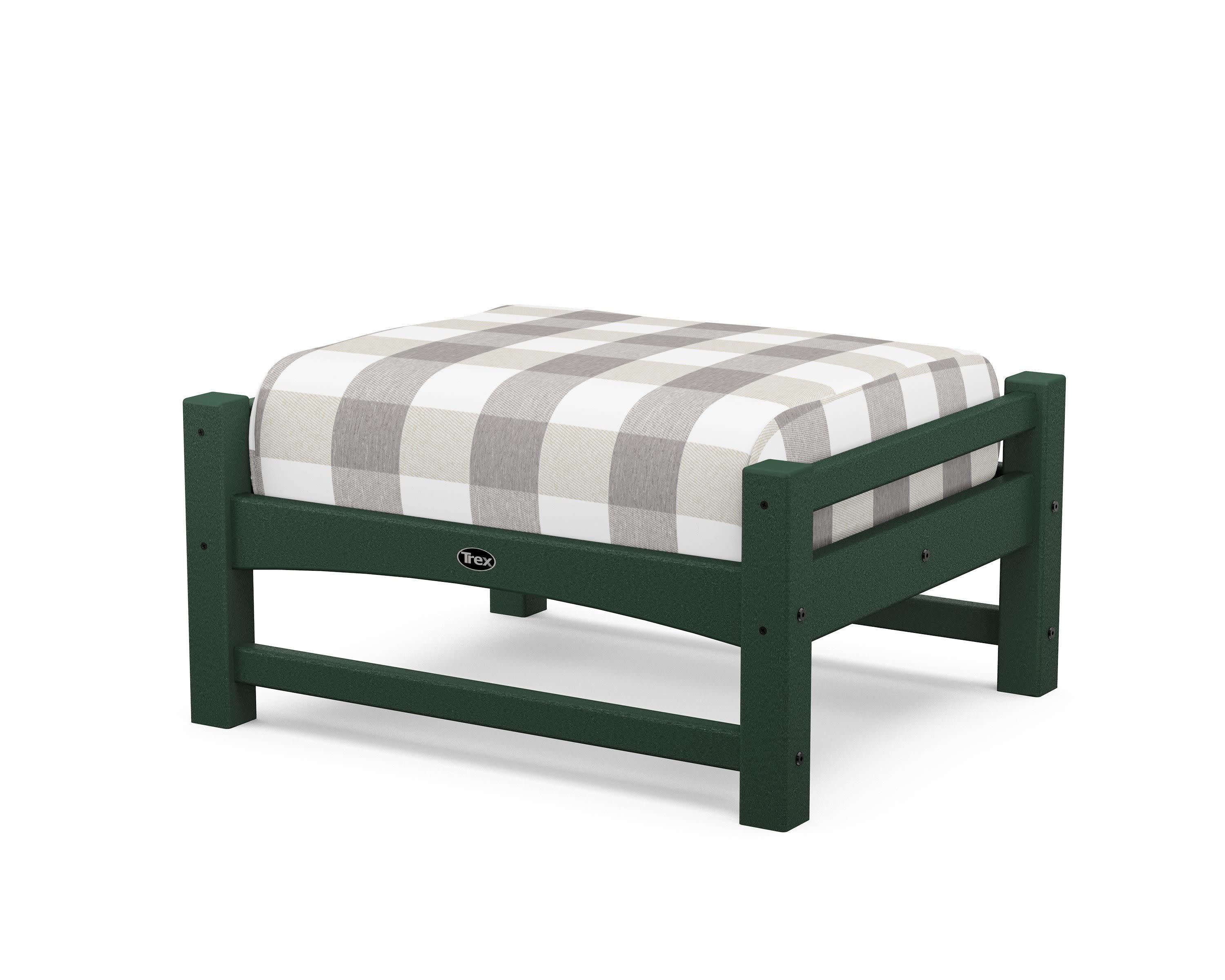 Rockport Club Ottoman in Rainforest Canopy / Buffalo Plaid Grey Mist