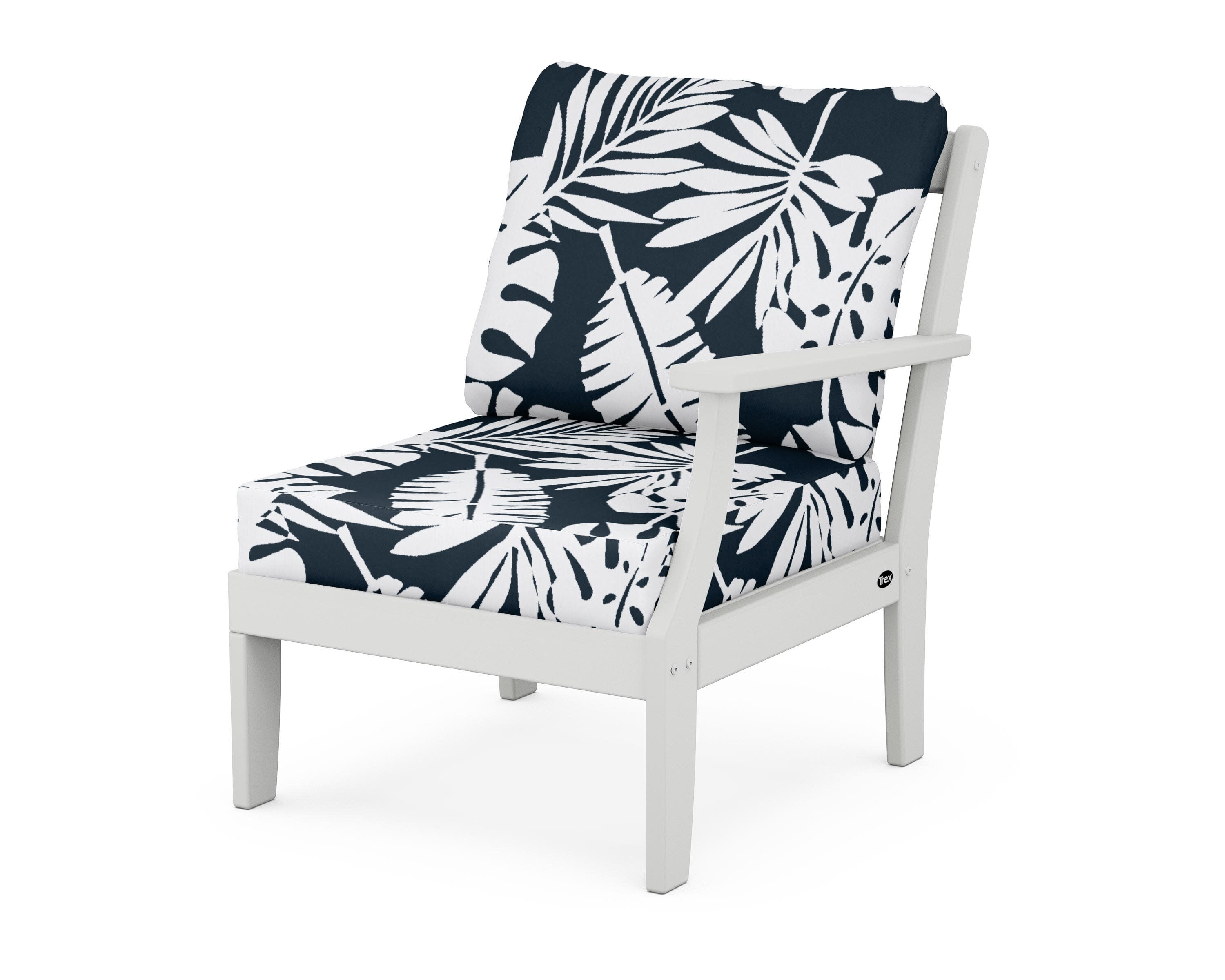 Yacht Club Modular Right Arm Chair in Classic White / Leaf Marine Indigo