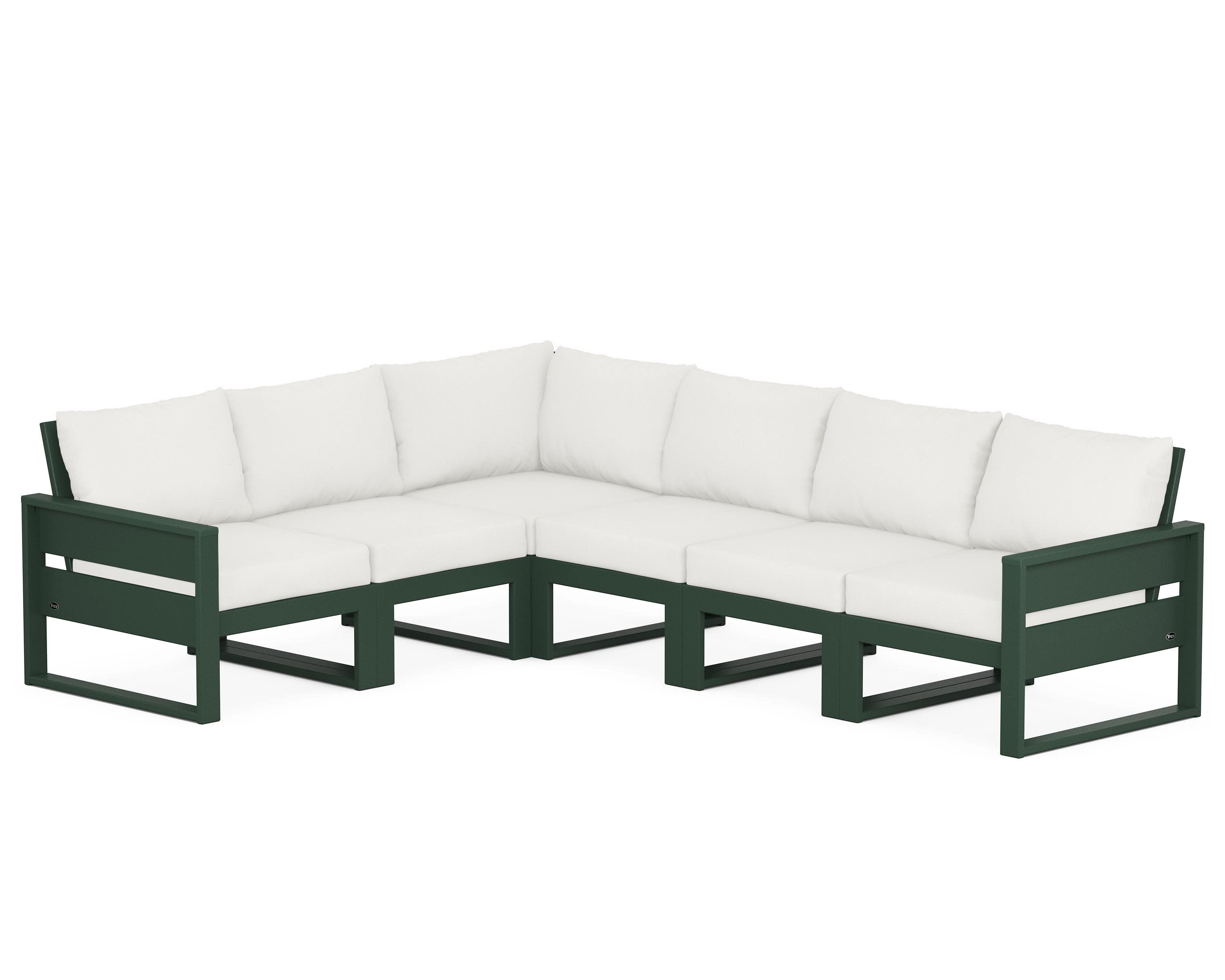 Eastport 6-Piece Sectional in Rainforest Canopy / Natural Linen