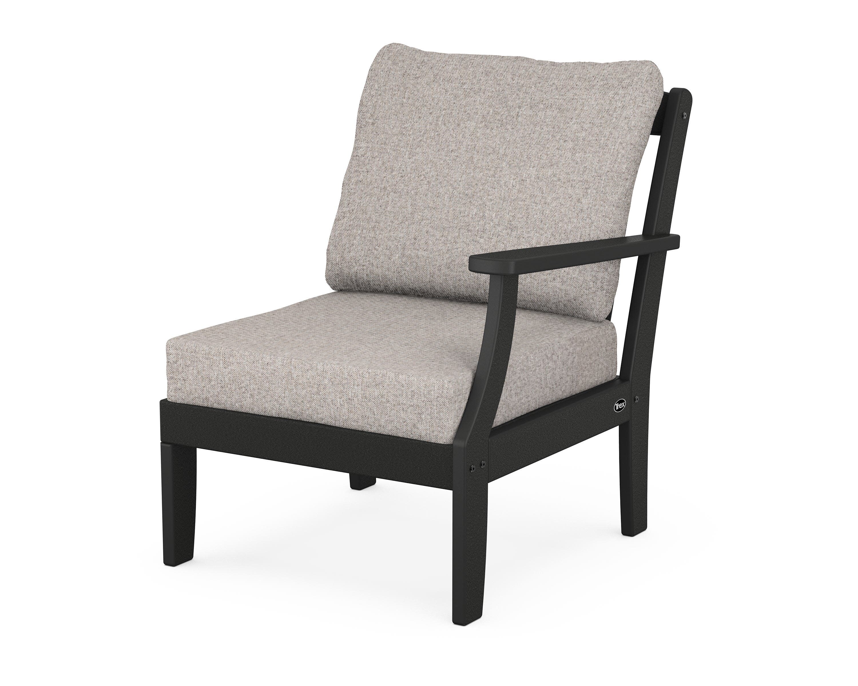 Yacht Club Modular Right Arm Chair in Charcoal Black / Weathered Tweed