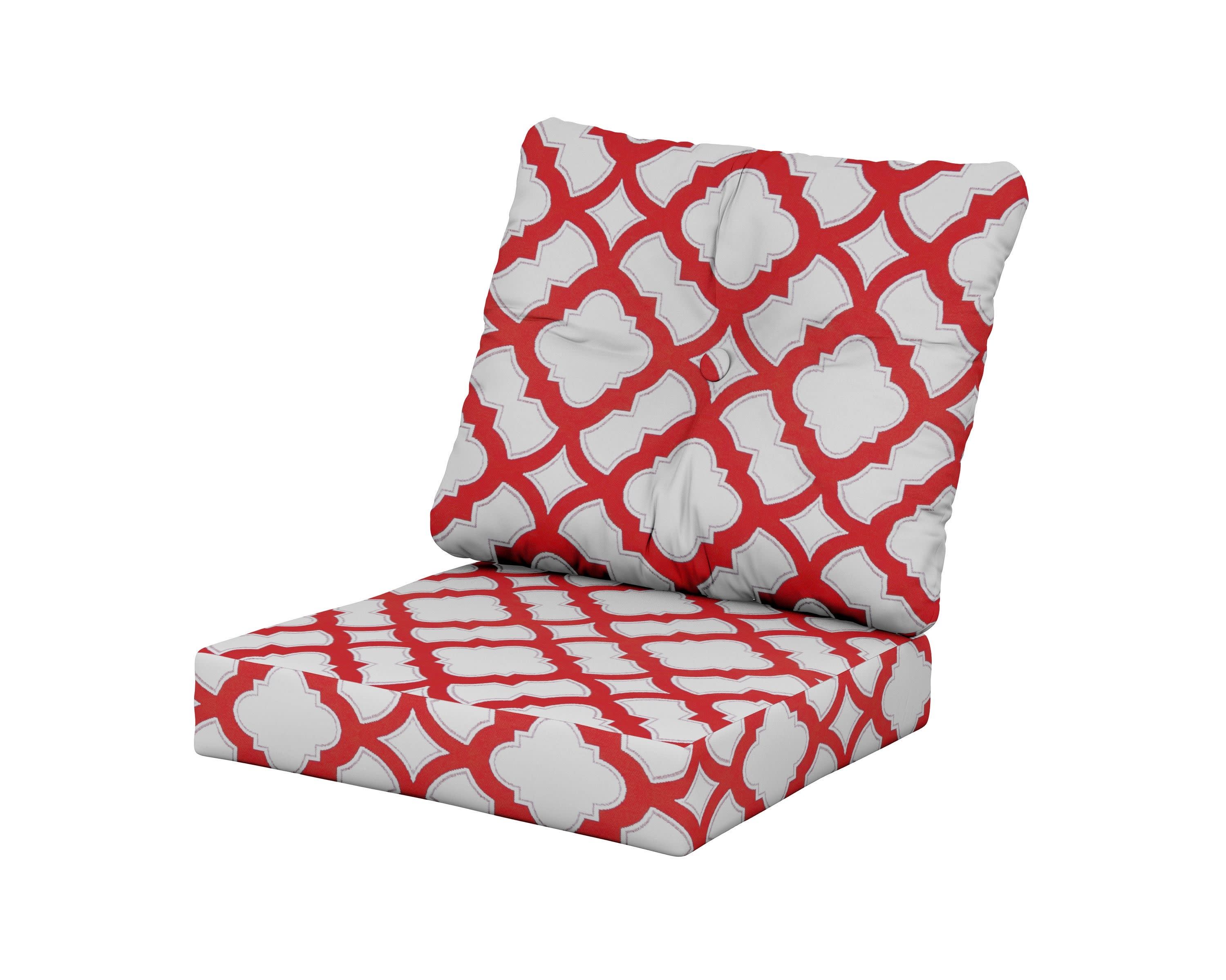 Vineyard Seat/Back Cushion in Trellis Crimson