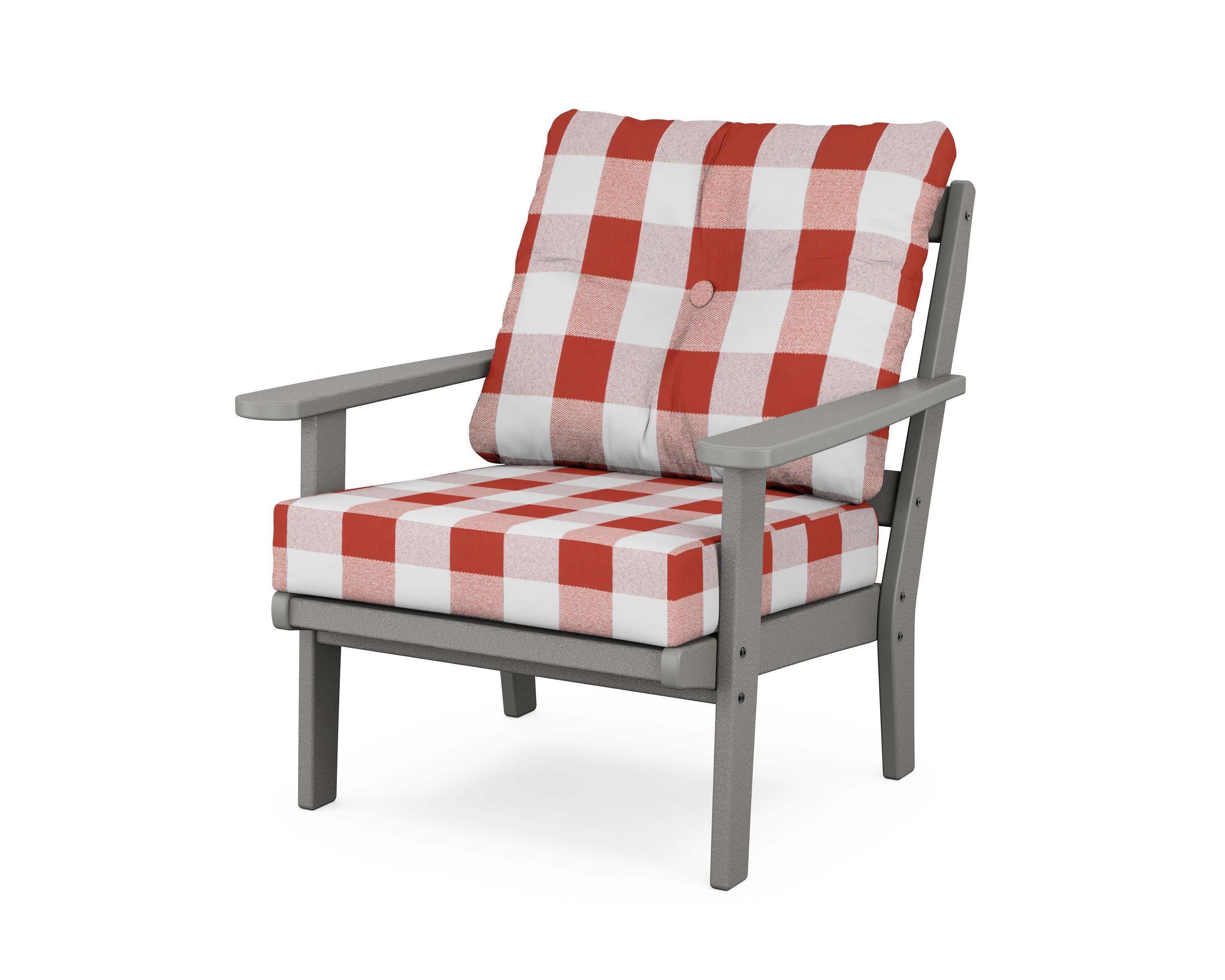 Cape Cod Deep Seating Chair in Stepping Stone / Buffalo Plaid Crimson