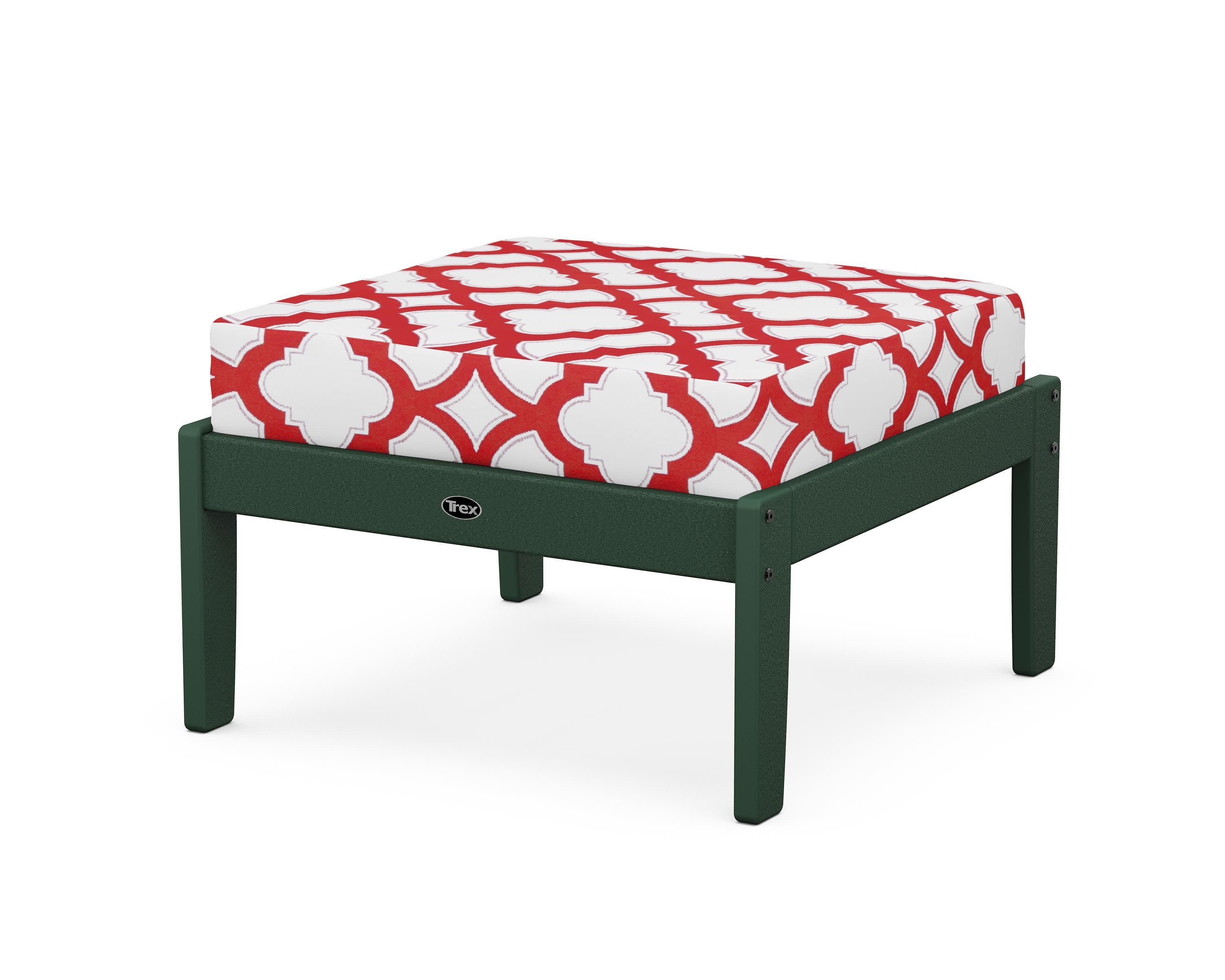 Yacht Club Deep Seating Ottoman in Rainforest Canopy / Trellis Crimson