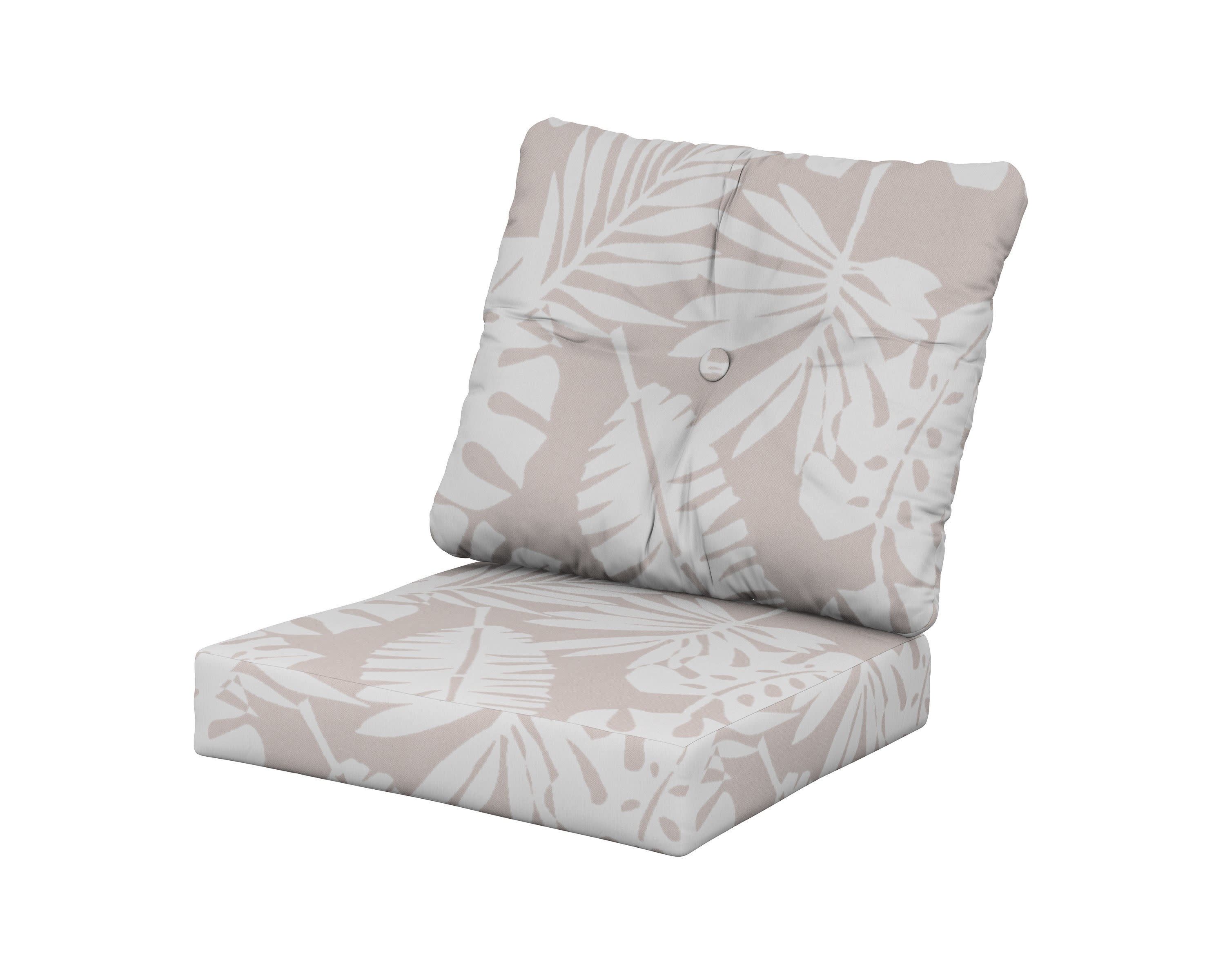 Vineyard Seat/Back Cushion in Leaf Dune Burlap