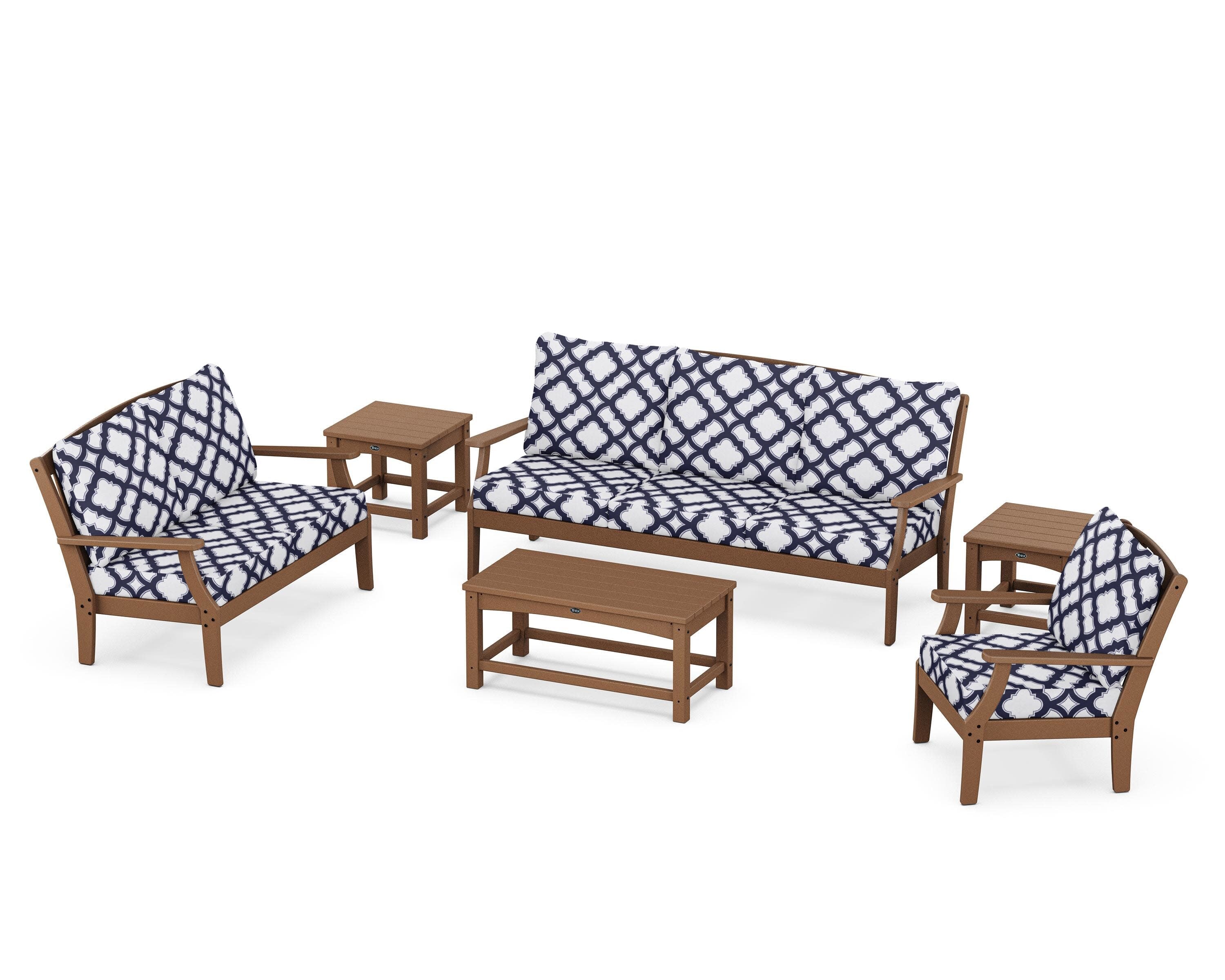 Yacht Club 6-Piece Deep Seating Set in Tree House / Trellis Navy