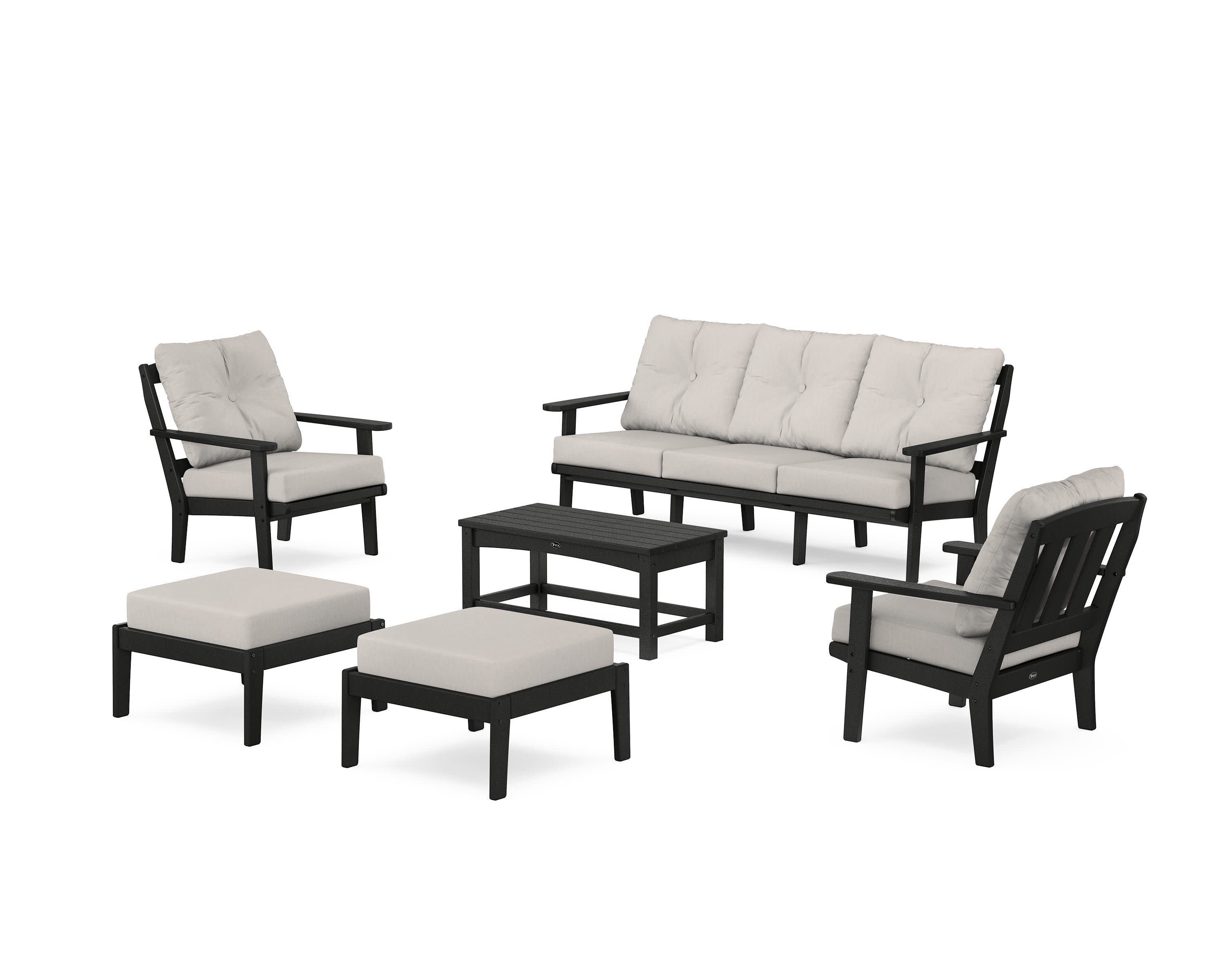 Cape Cod 6-Piece Lounge Sofa Set in Charcoal Black / Cast Ash