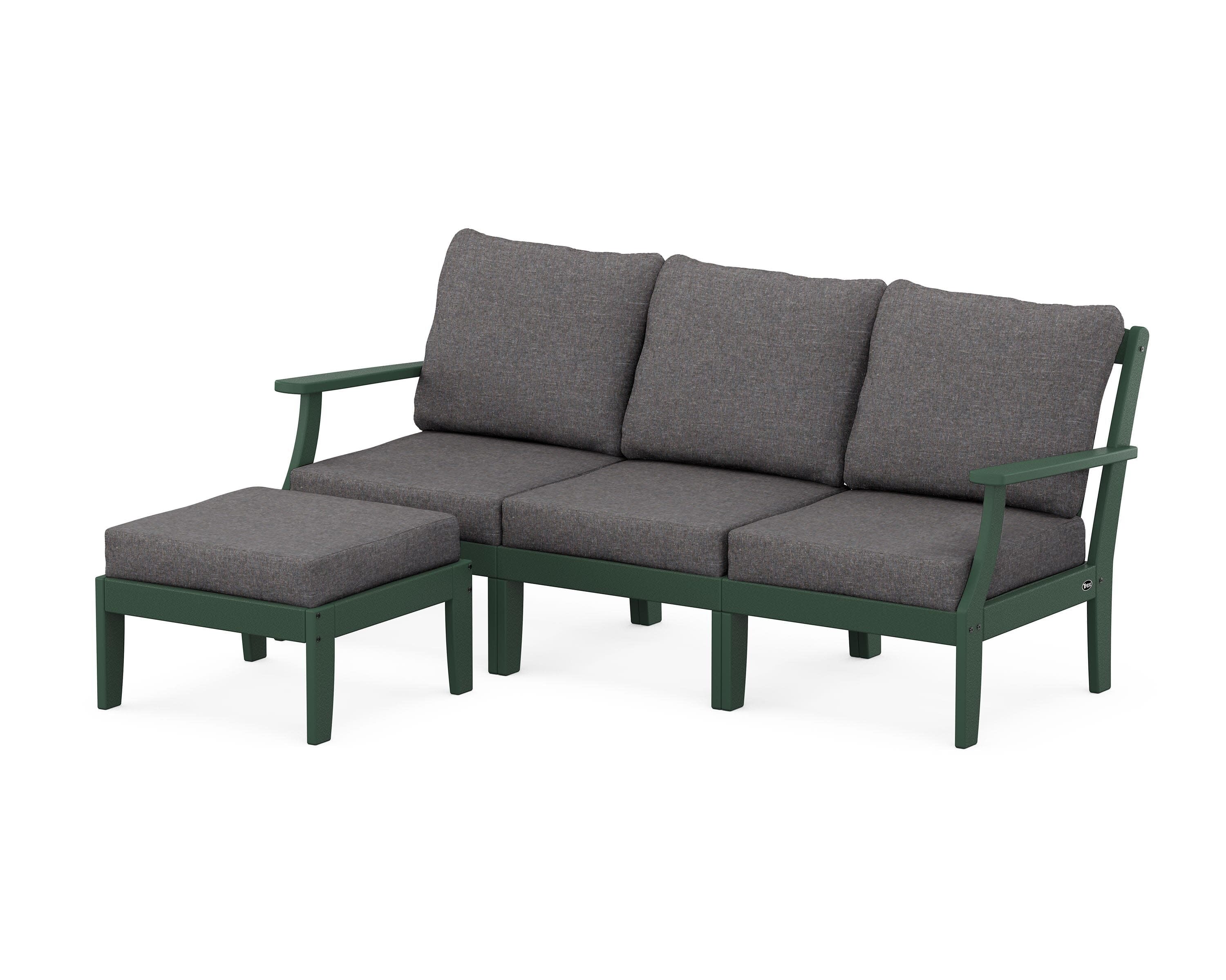 Yacht Club Modular 4-Piece Deep Seating Set with Ottoman in Rainforest Canopy / Ash Charcoal
