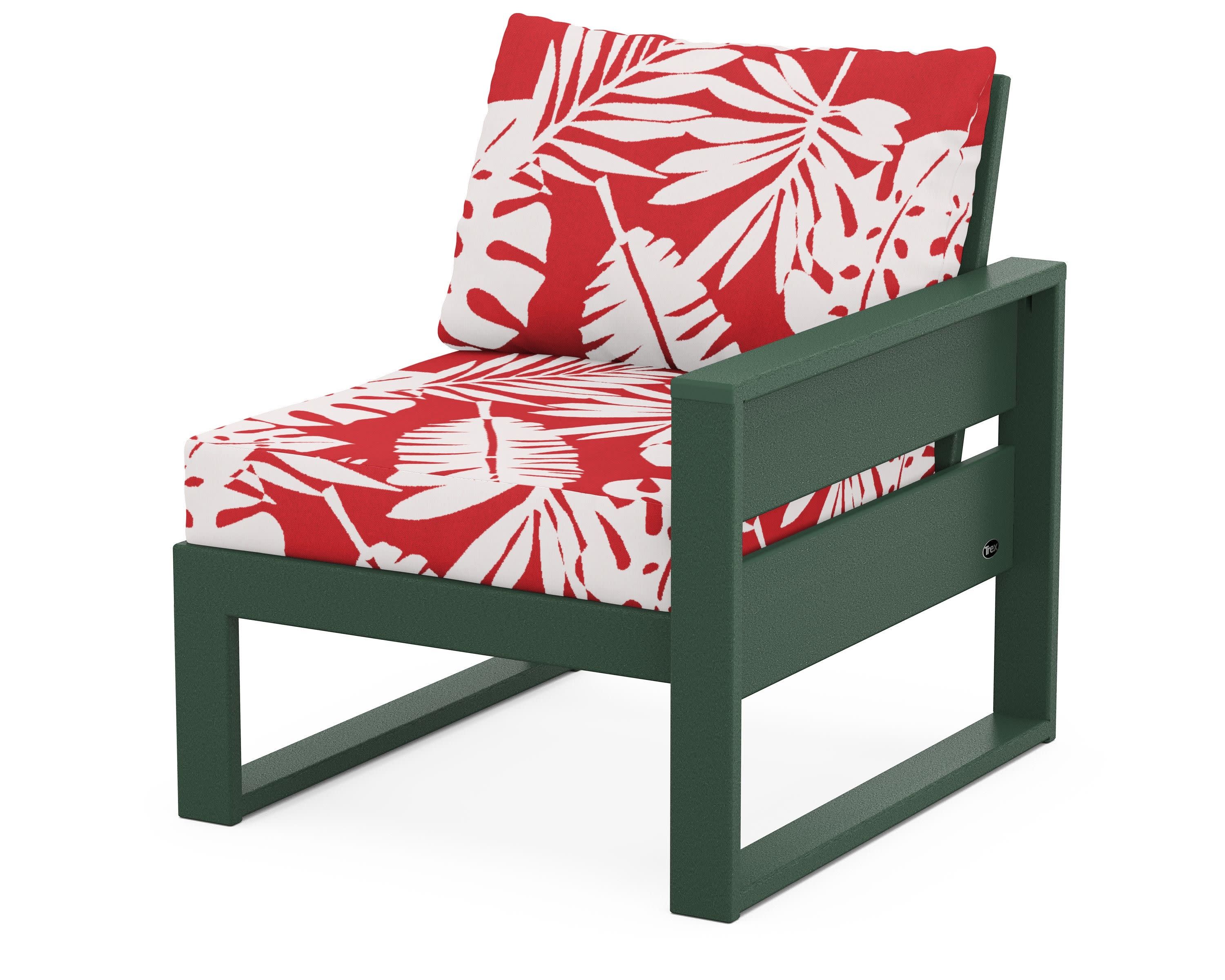 Eastport Modular Right Arm Chair in Rainforest Canopy / Leaf Crimson