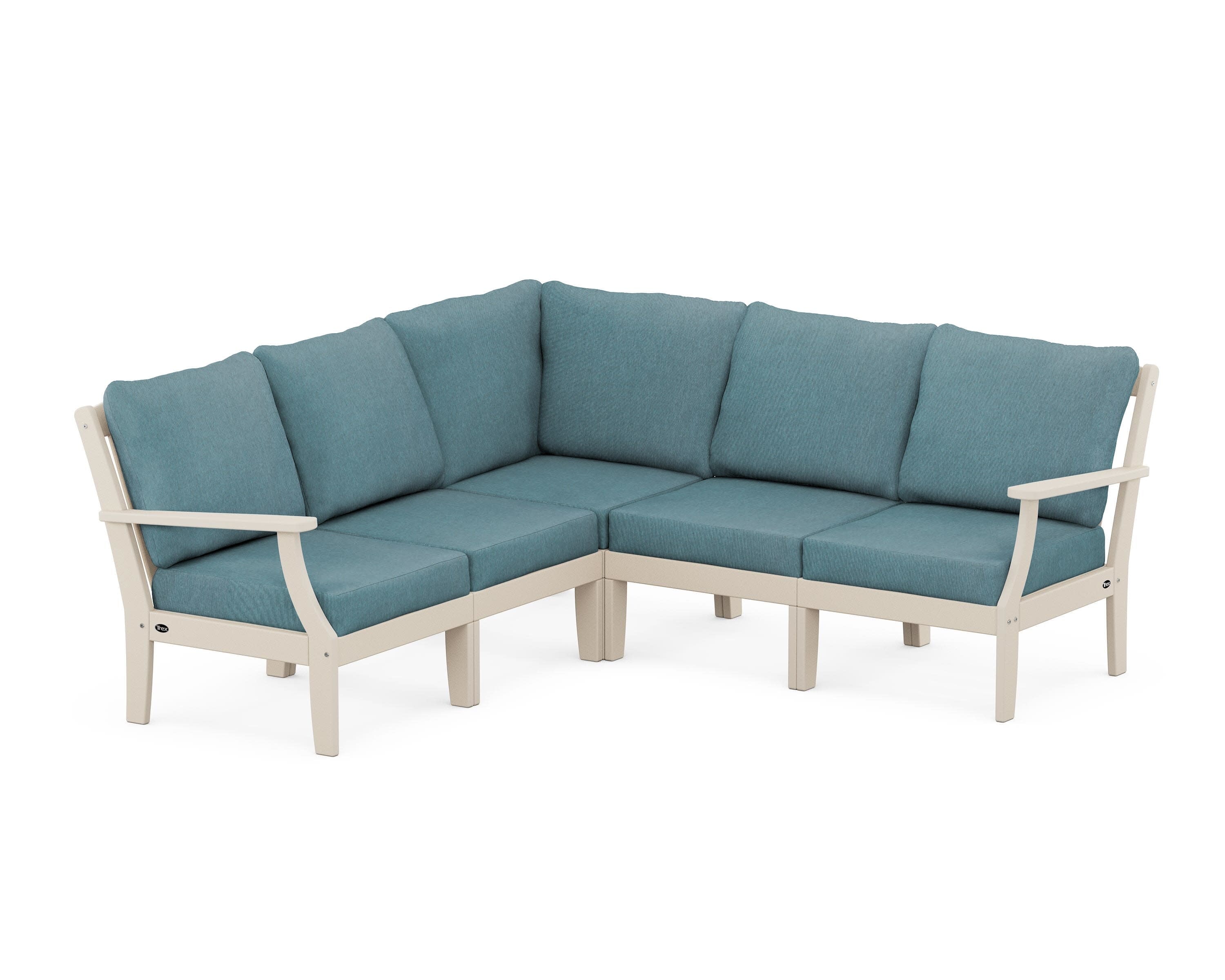 Yacht Club Modular 5-Piece Deep Seating Set in Sand Castle / Ocean Teal