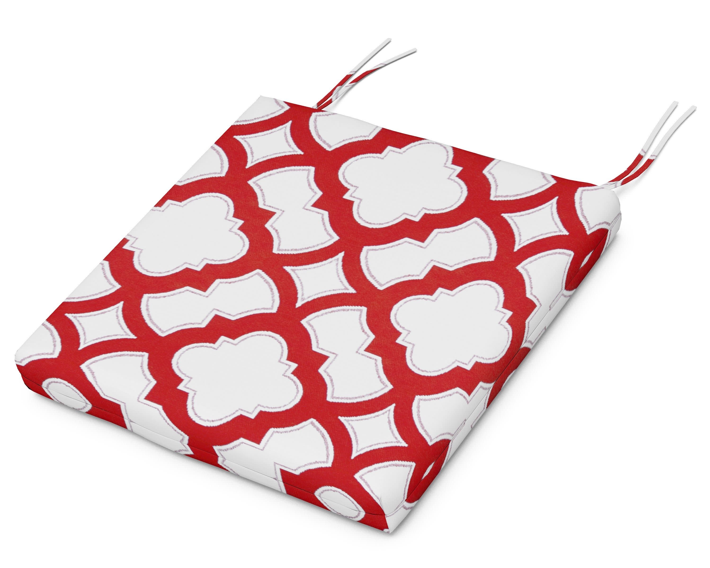 Seat Cushion - 16.25"D x 17.5"W x 2.5"H in Trellis Crimson
