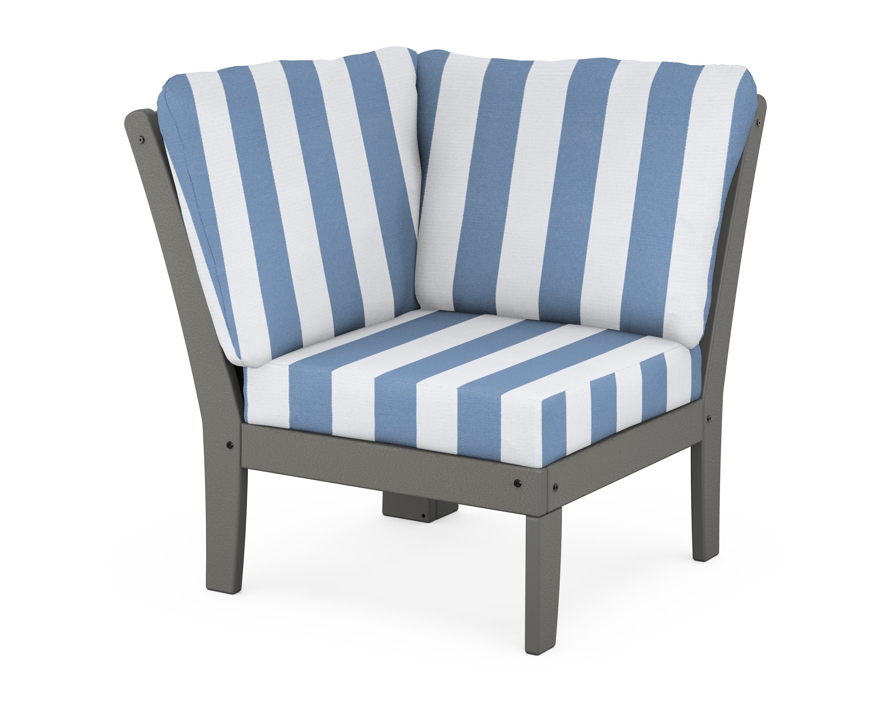 Yacht Club Modular Corner Chair in Stepping Stone / Cabana Stripe Sky Blue