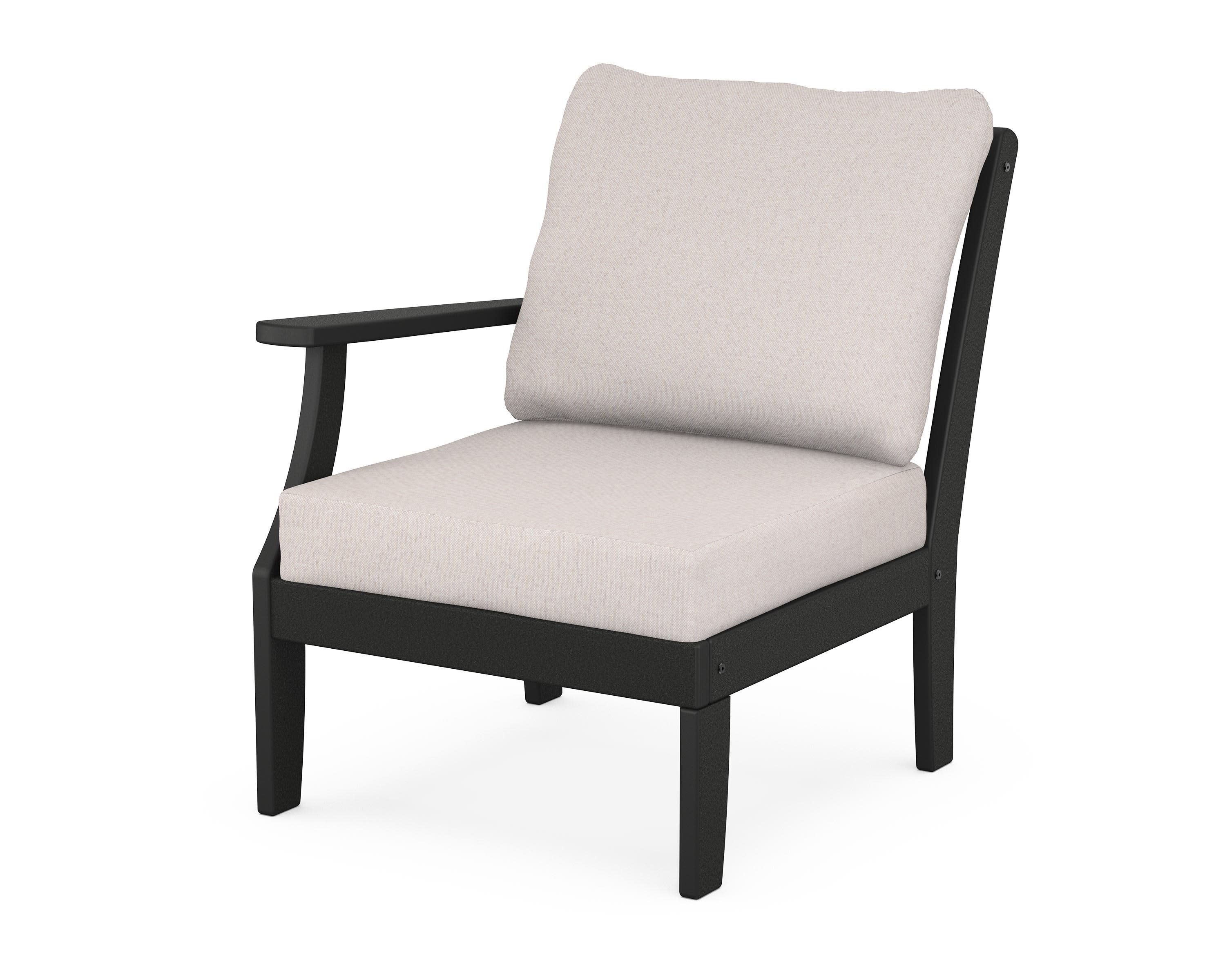 Yacht Club Modular Left Arm Chair in Charcoal Black / Dune Burlap