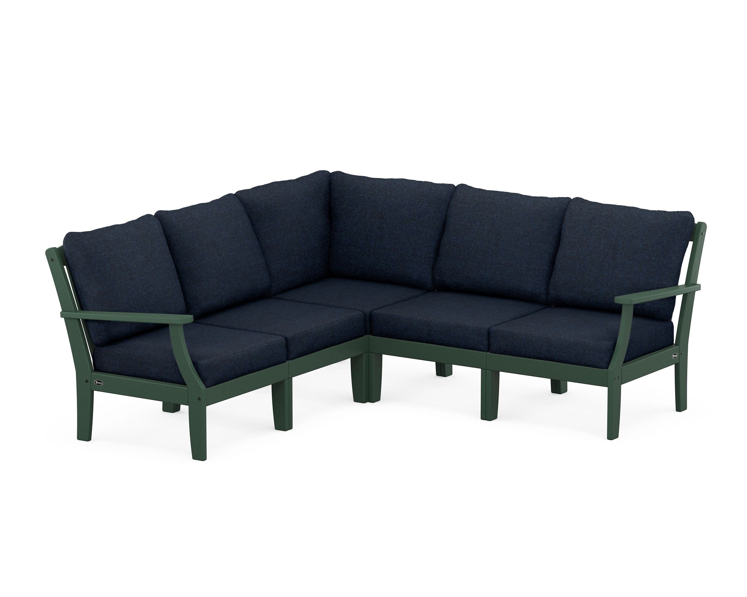 Yacht Club Modular 5-Piece Deep Seating Set in Rainforest Canopy / Marine Indigo