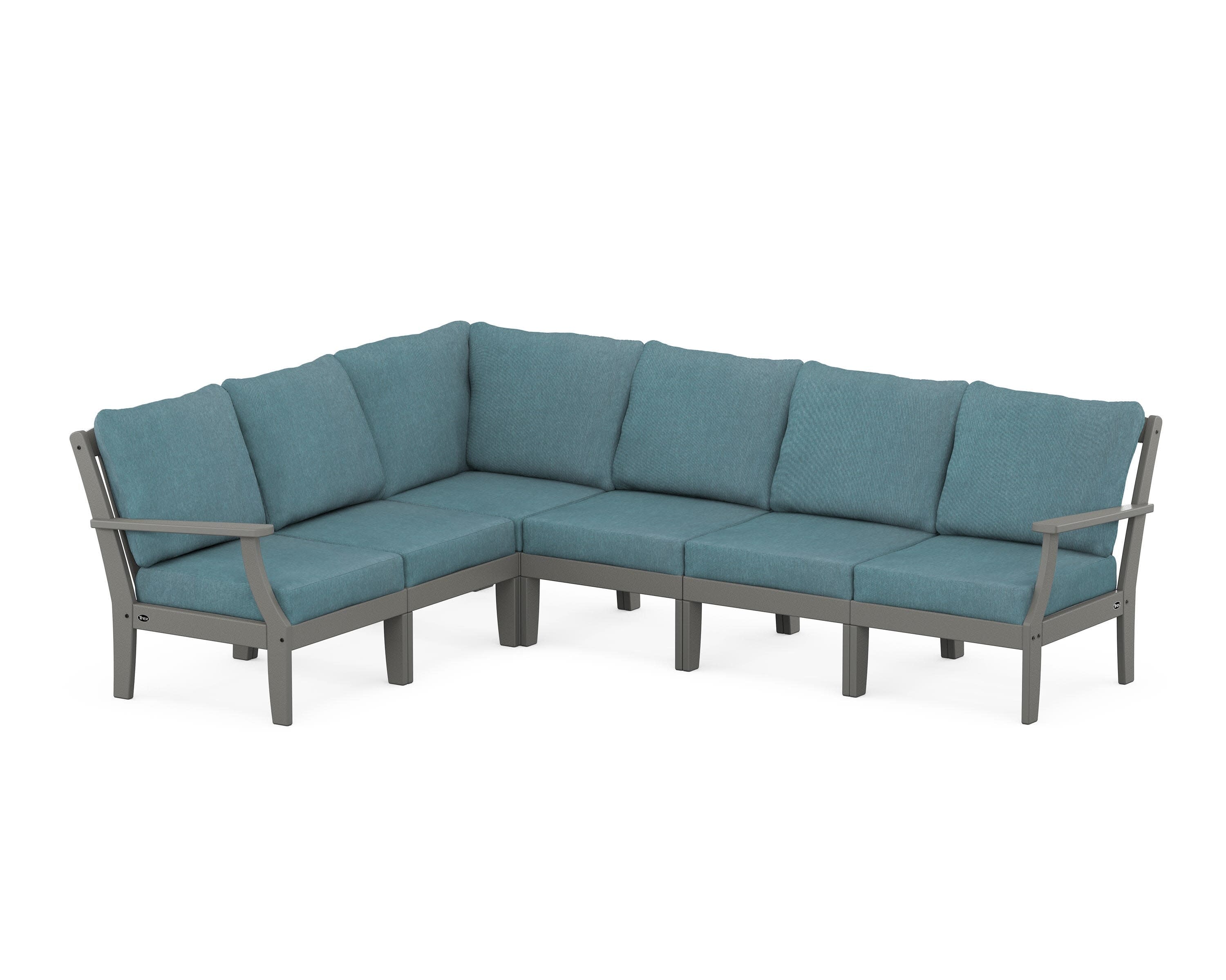 Yacht Club Modular 6-Piece Deep Seating Set in Stepping Stone / Ocean Teal