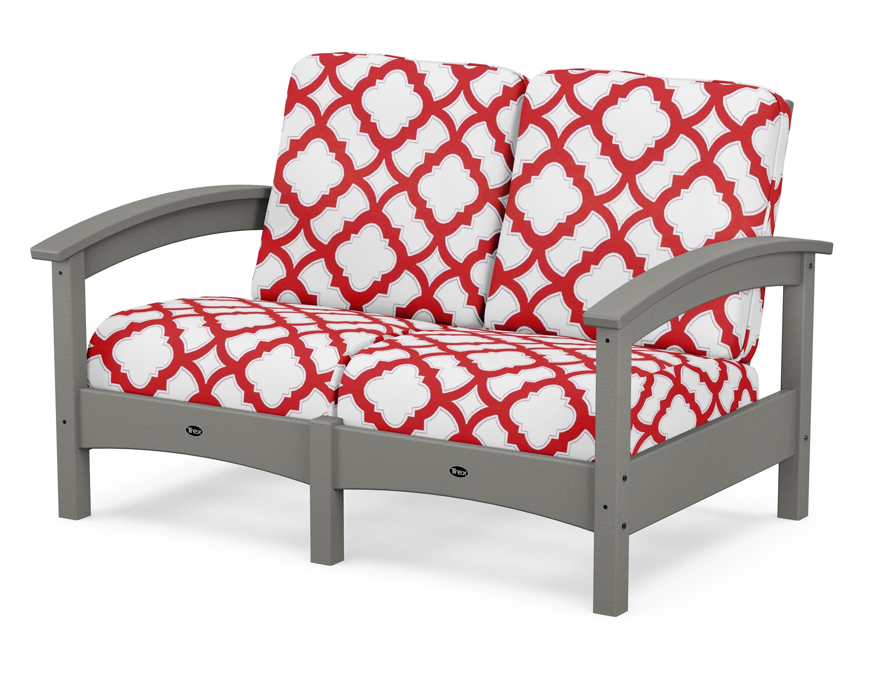 Rockport Club Loveseat in Stepping Stone / Trellis Crimson