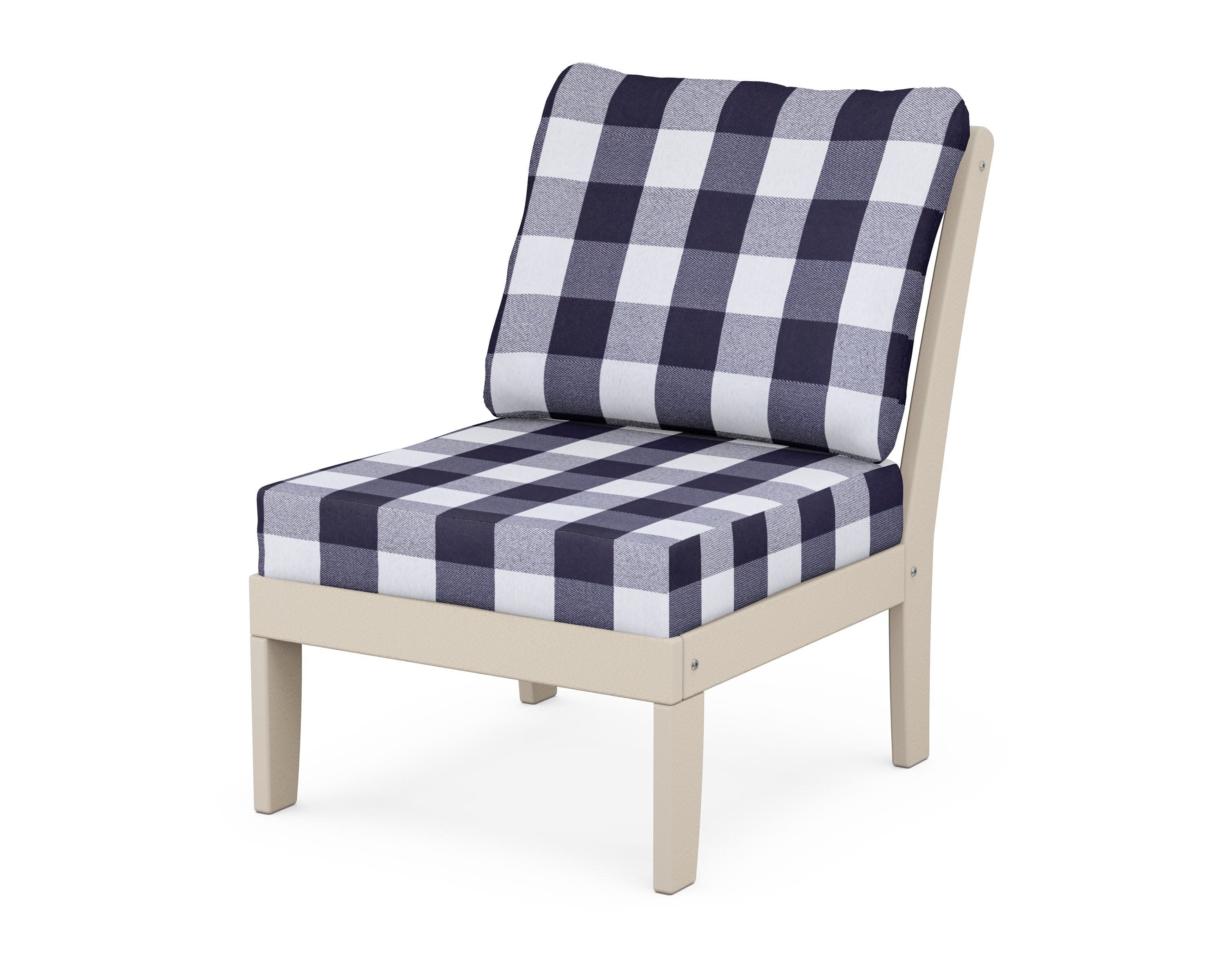 Yacht Club Modular Armless Chair in Sand Castle / Buffalo Plaid Navy