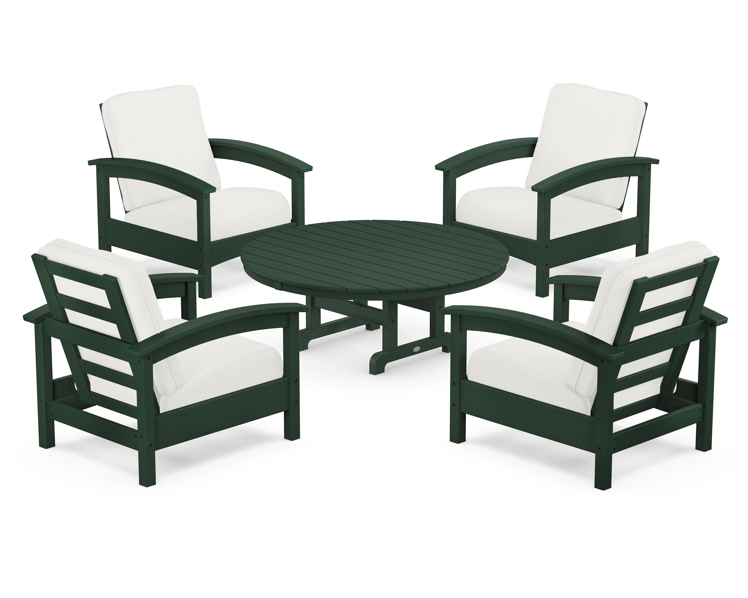 Rockport 5-Piece Deep Seating Set in Rainforest Canopy / Natural Linen