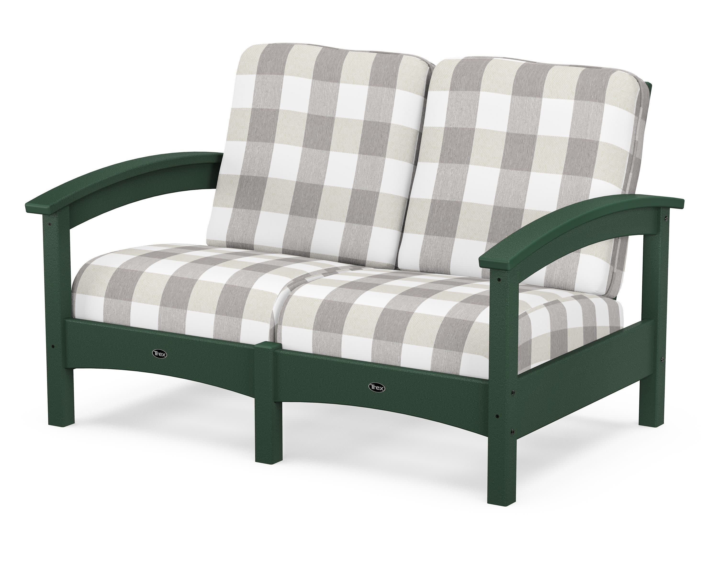 Rockport Club Loveseat in Rainforest Canopy / Buffalo Plaid Grey Mist