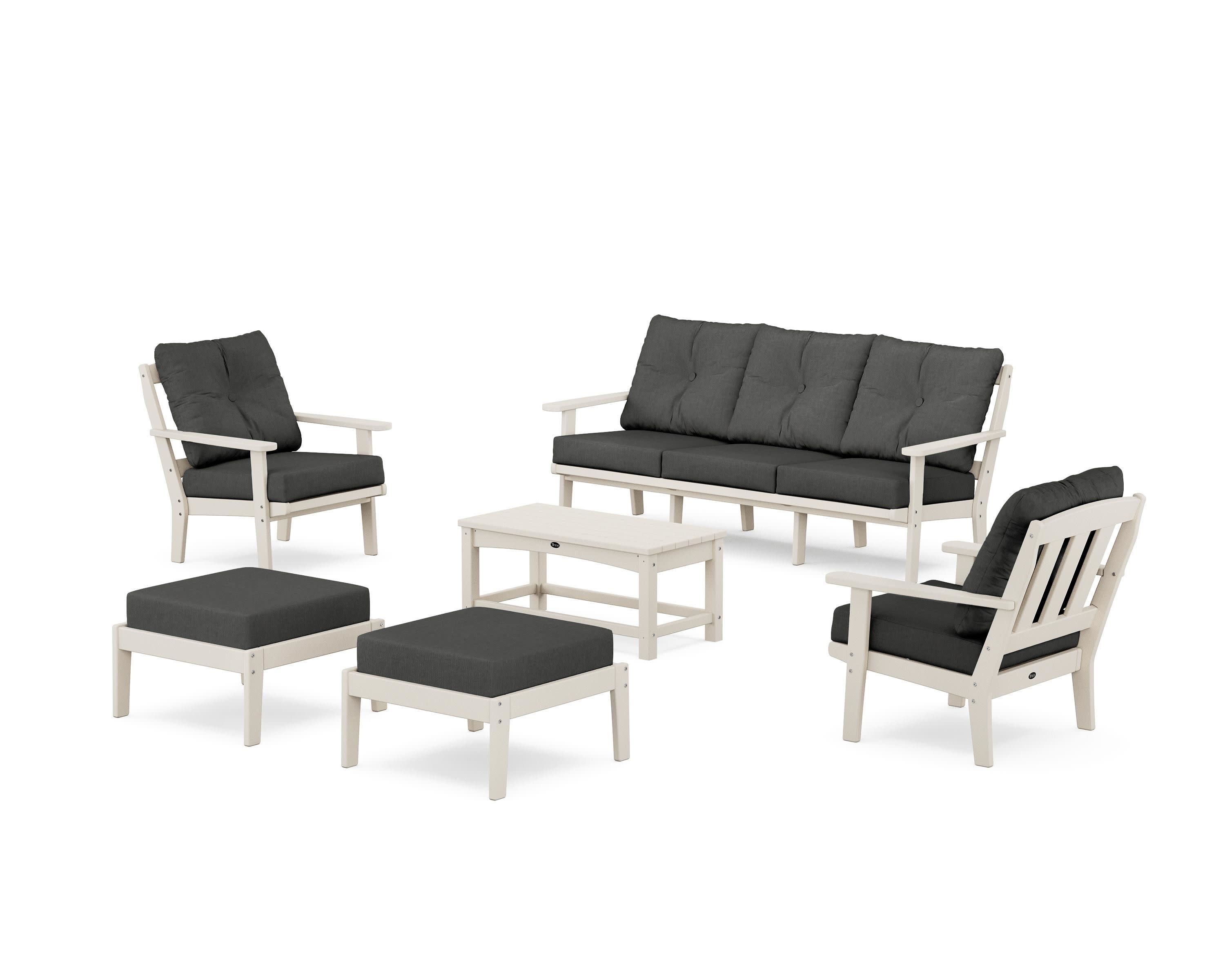 Cape Cod 6-Piece Lounge Sofa Set in Sand Castle / Spectrum Carbon