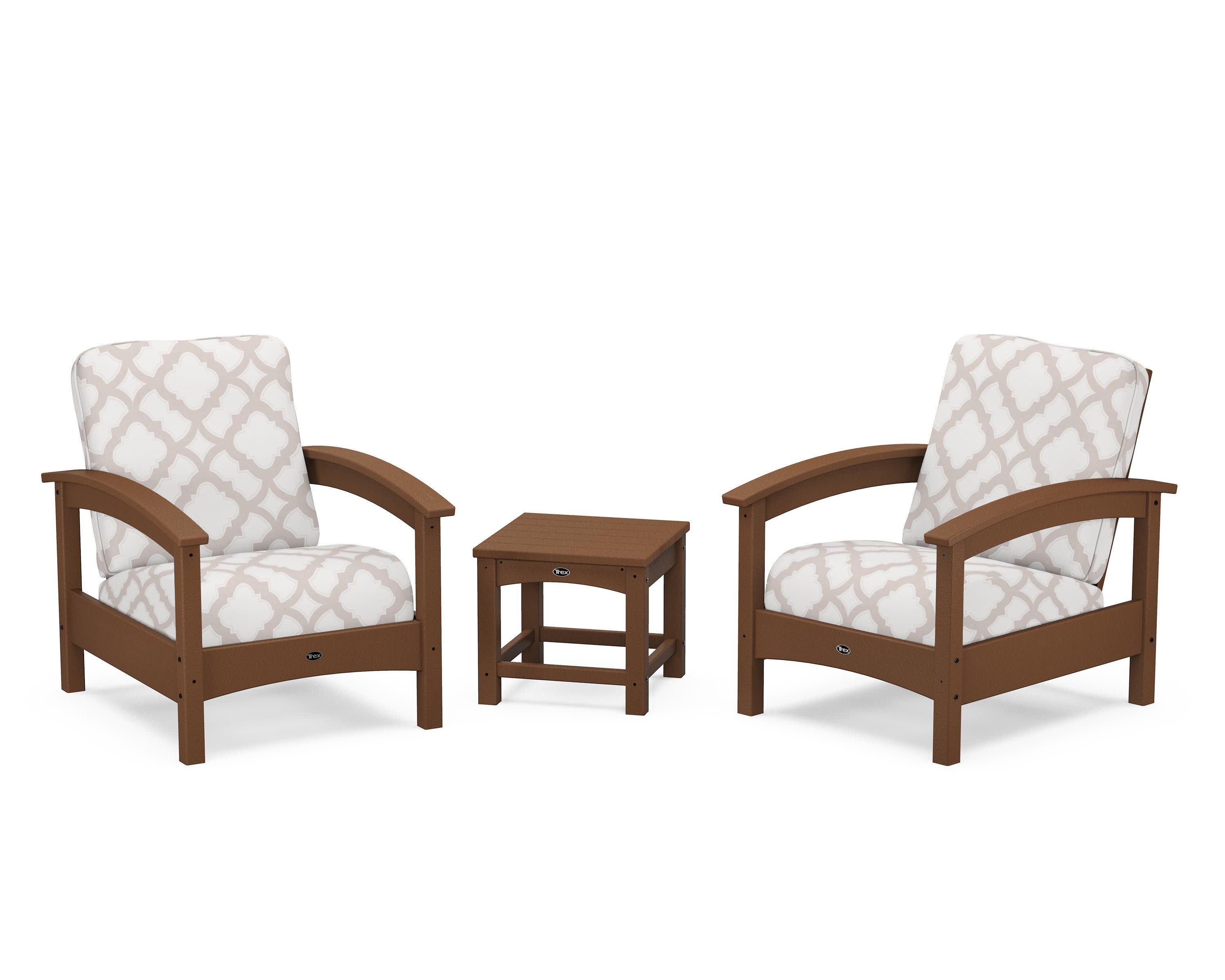 Rockport Club 3-Piece Deep Seating Conversation Set in Tree House / Trellis Dune Burlap