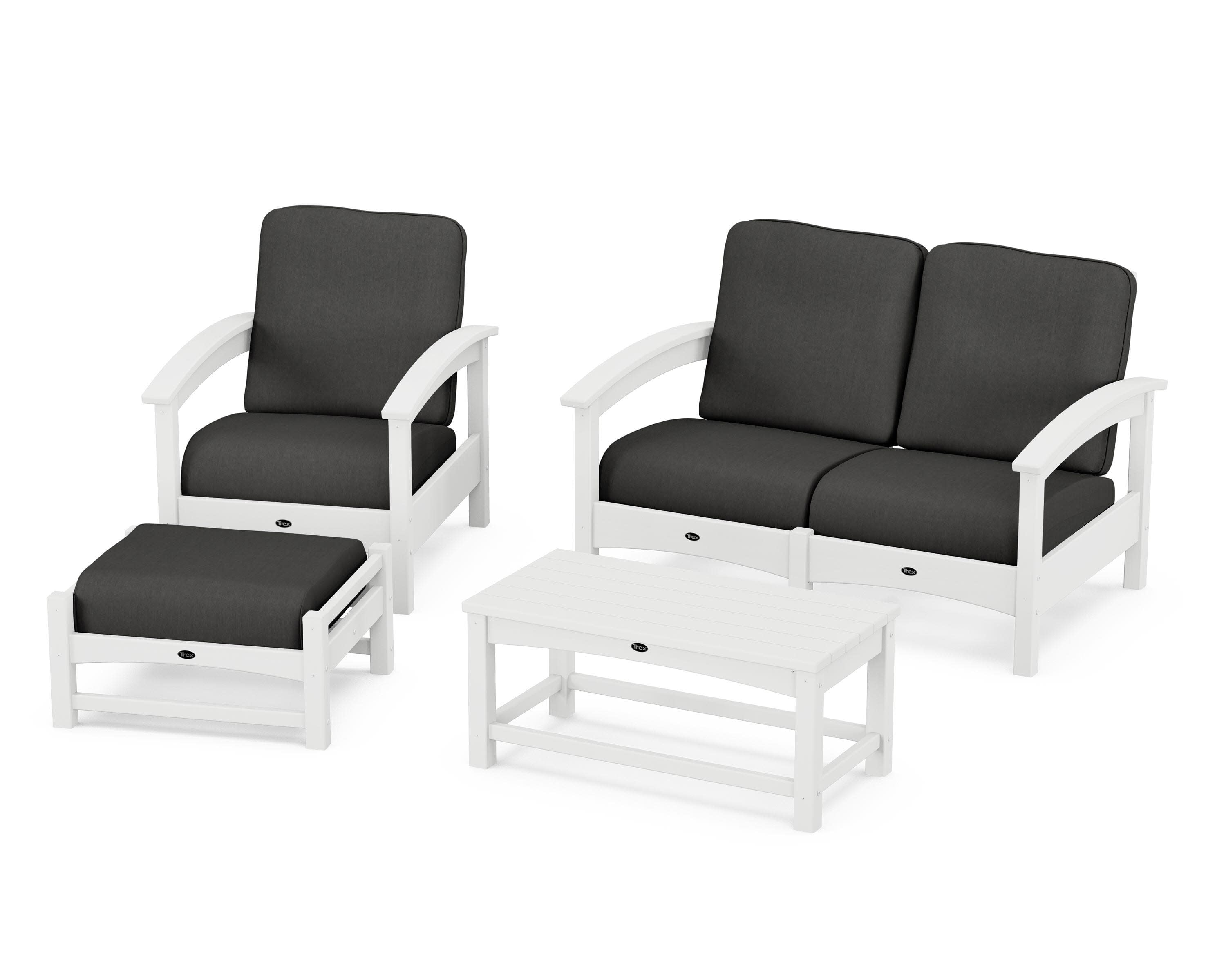 Rockport 4-Piece Deep Seating Conversation Group in Classic White / Spectrum Carbon