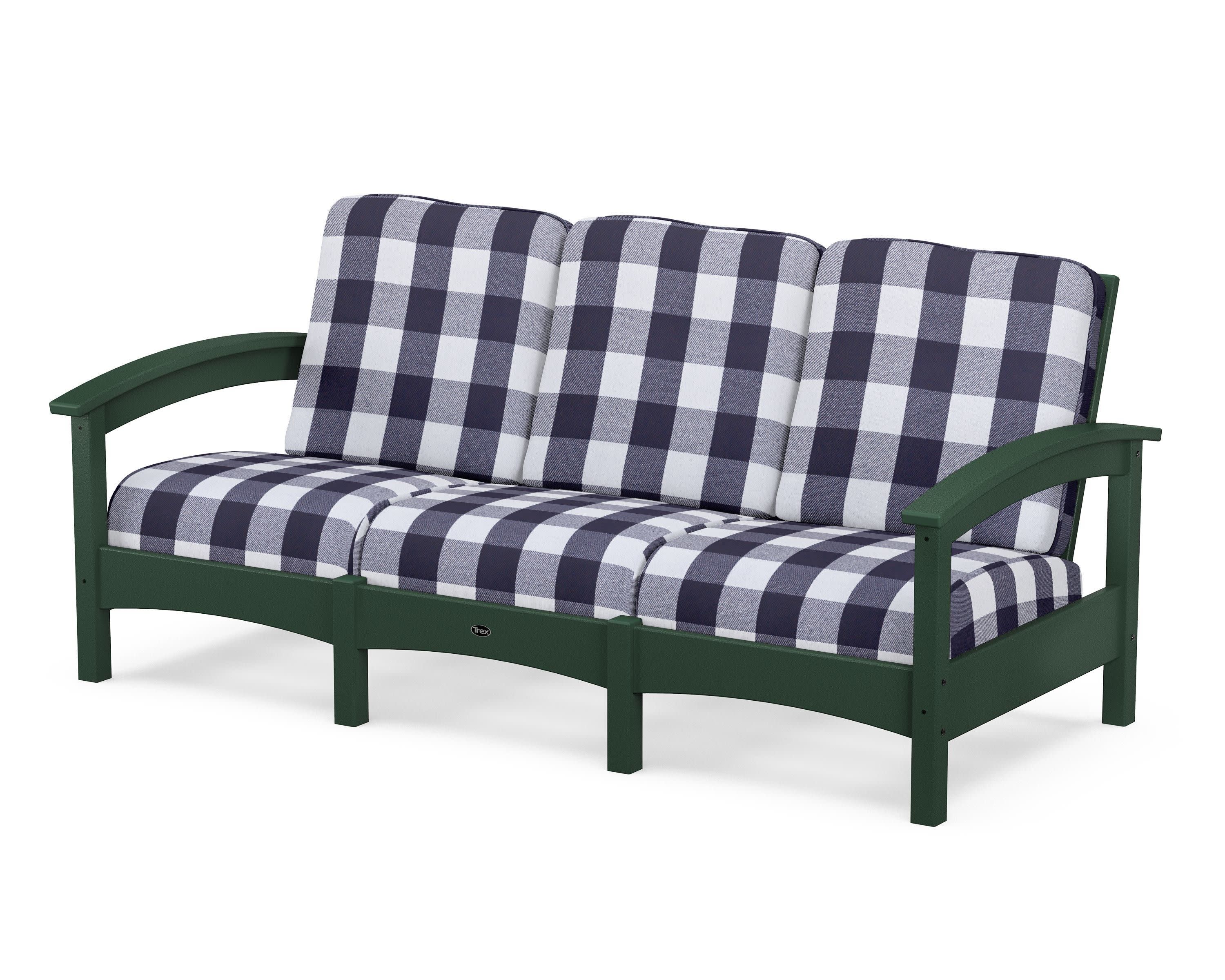 Rockport Club Sofa in Rainforest Canopy / Buffalo Plaid Navy