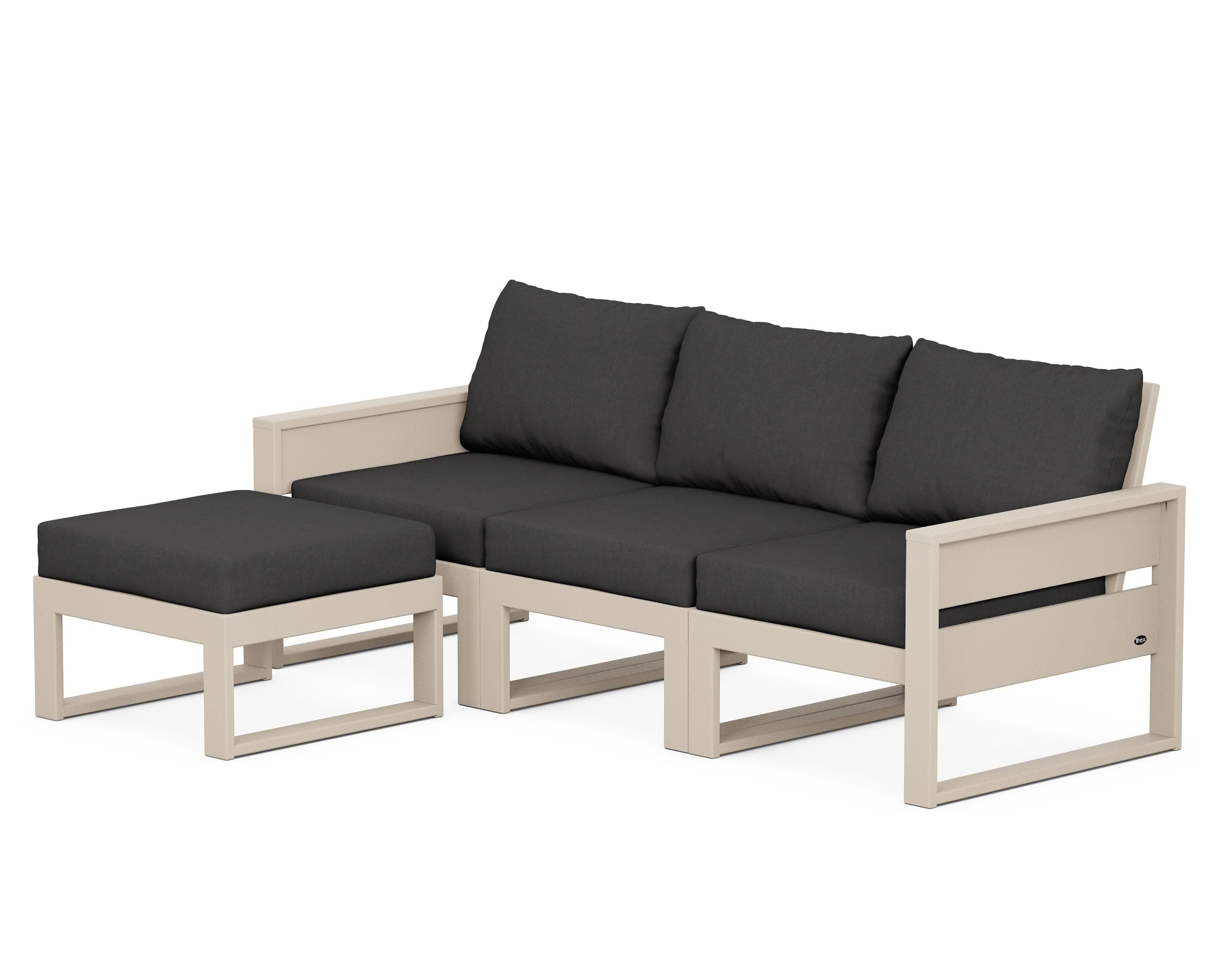 Eastport 4- Piece Sectional with Ottoman in Sand Castle / Spectrum Carbon