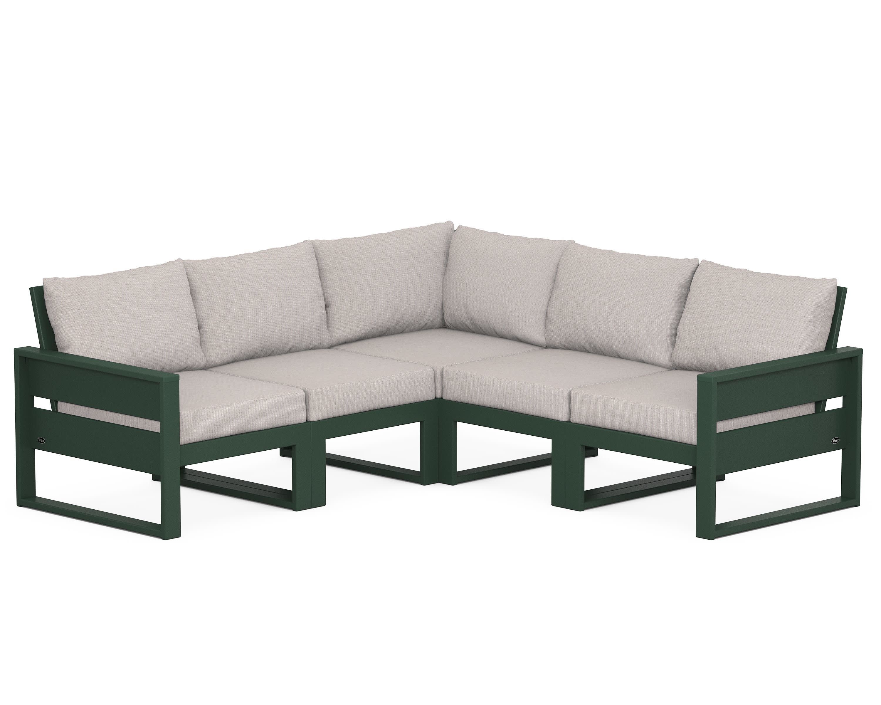 Eastport 5-Piece Sectional in Rainforest Canopy / Dune Burlap