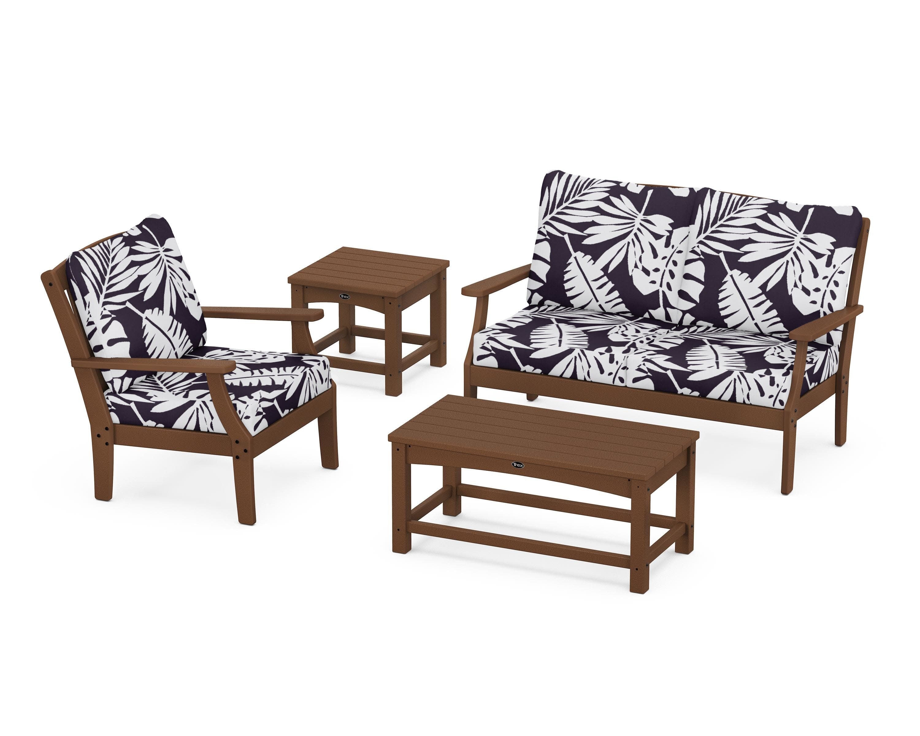 Yacht Club 4-Piece Deep Seating Set in Tree House / Leaf Navy