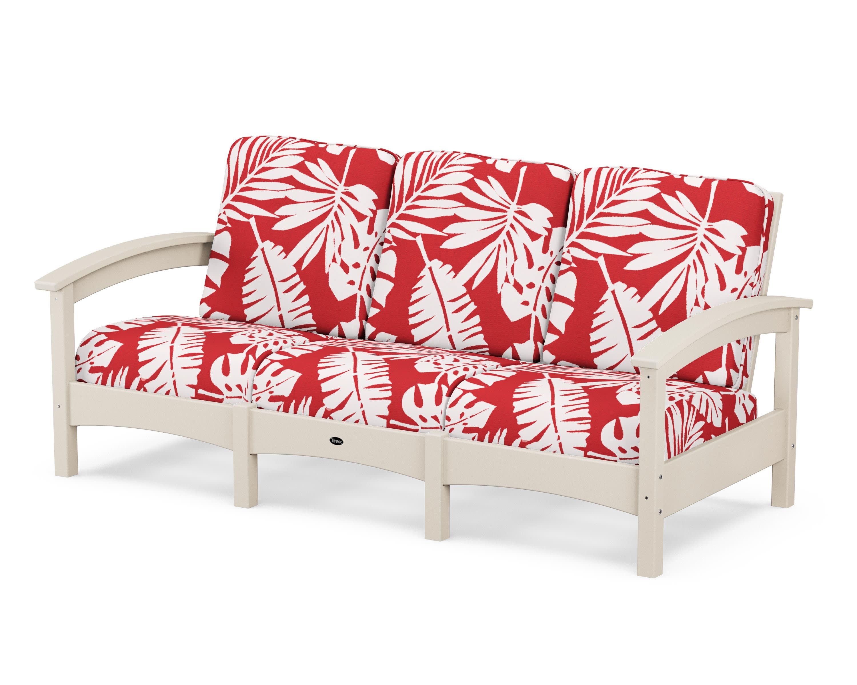 Rockport Club Sofa in Sand Castle / Leaf Crimson