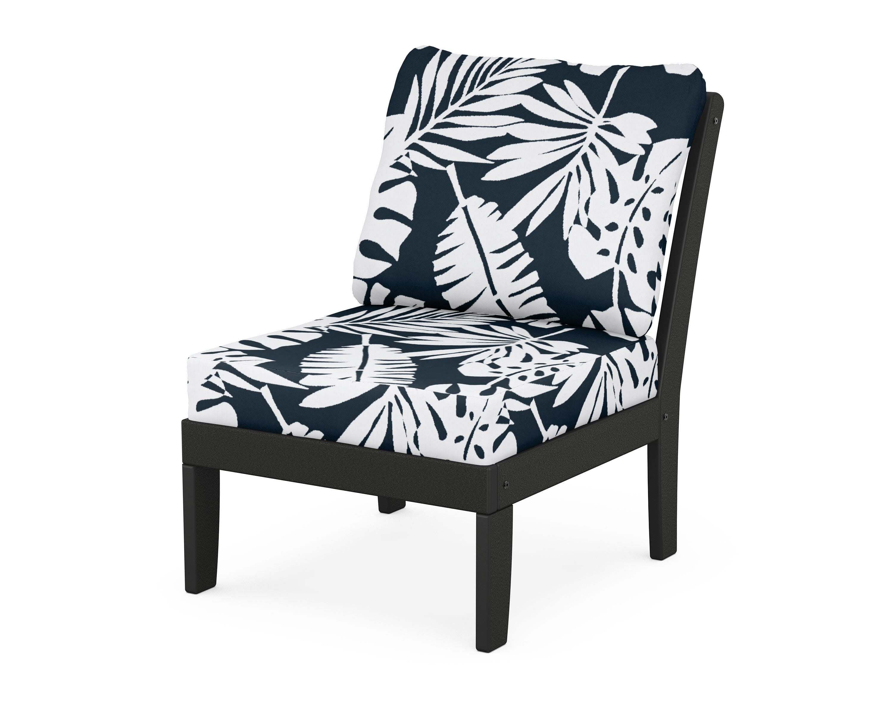 Yacht Club Modular Armless Chair in Charcoal Black / Leaf Marine Indigo