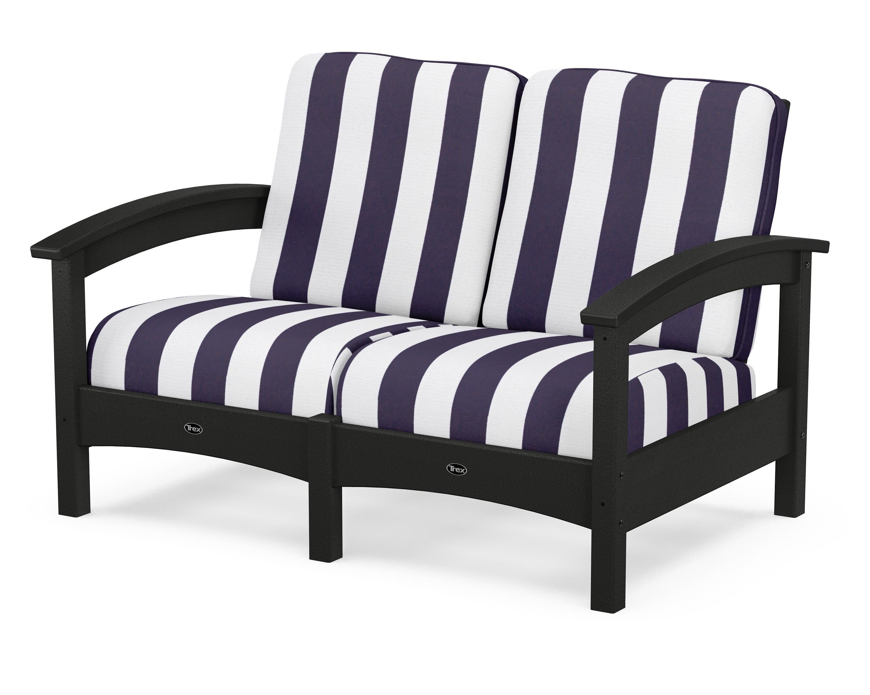 Rockport Club Loveseat in Charcoal Black / Cabana Stripe Navy