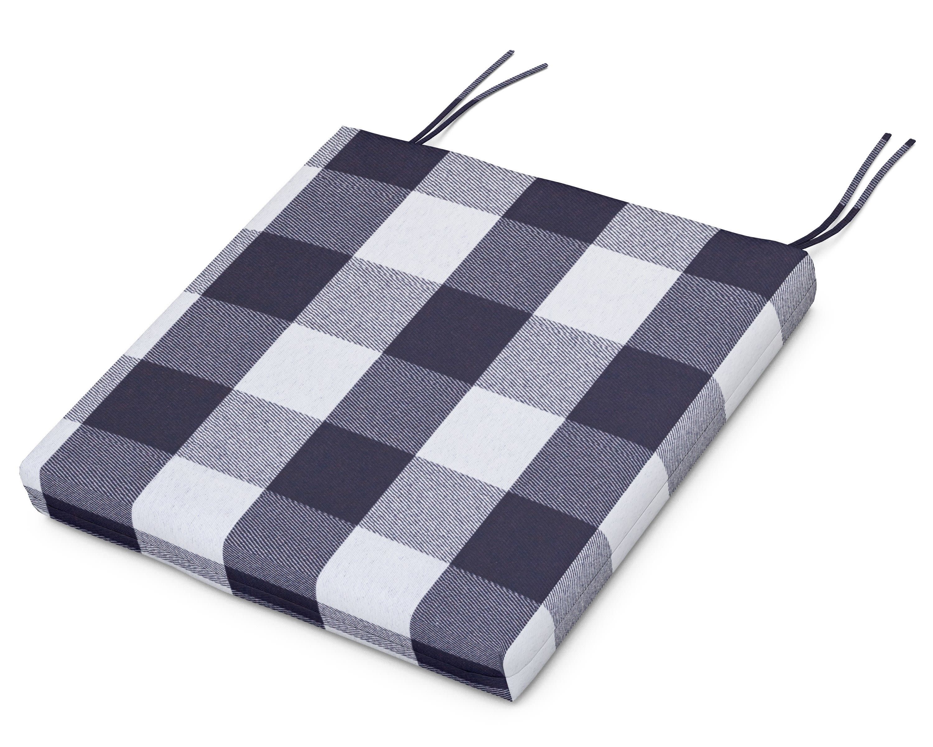 Standard Seat Cushion 17"D x 18.5"W x 2.5"H in Buffalo Plaid Navy