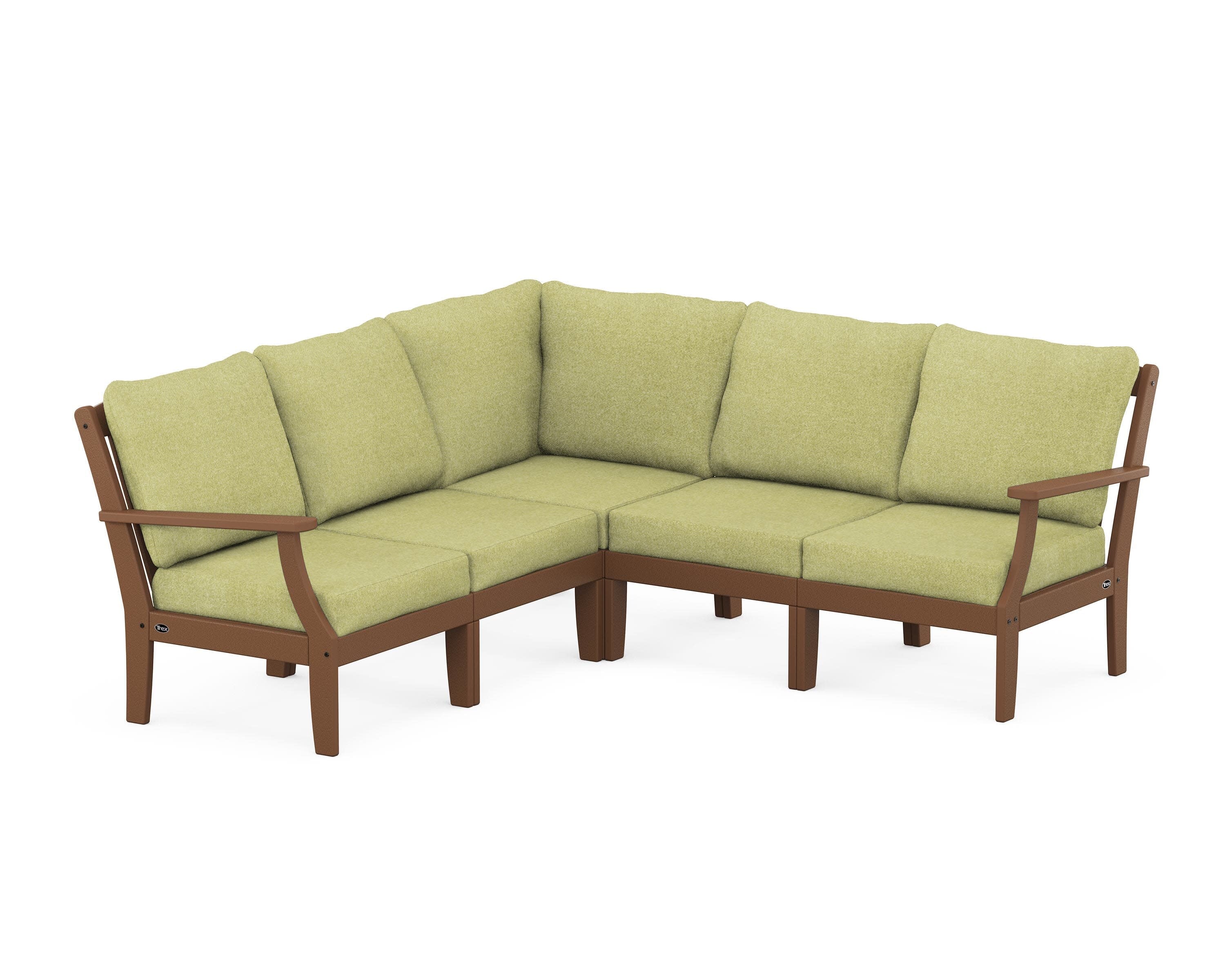 Yacht Club Modular 5-Piece Deep Seating Set in Tree House / Chartreuse Boucle