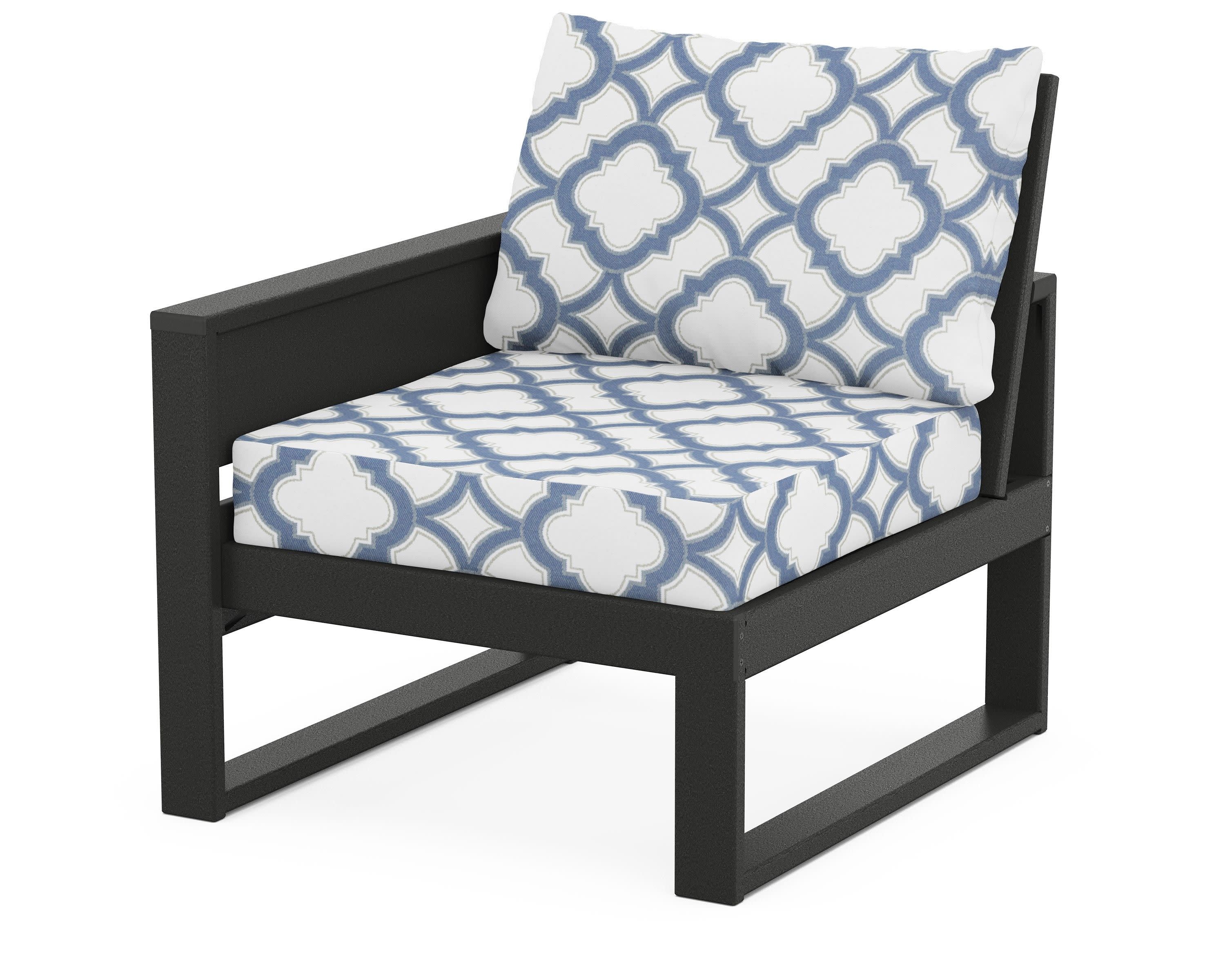 Eastport Modular Left Arm Chair in Charcoal Black / Trellis Sky Blue