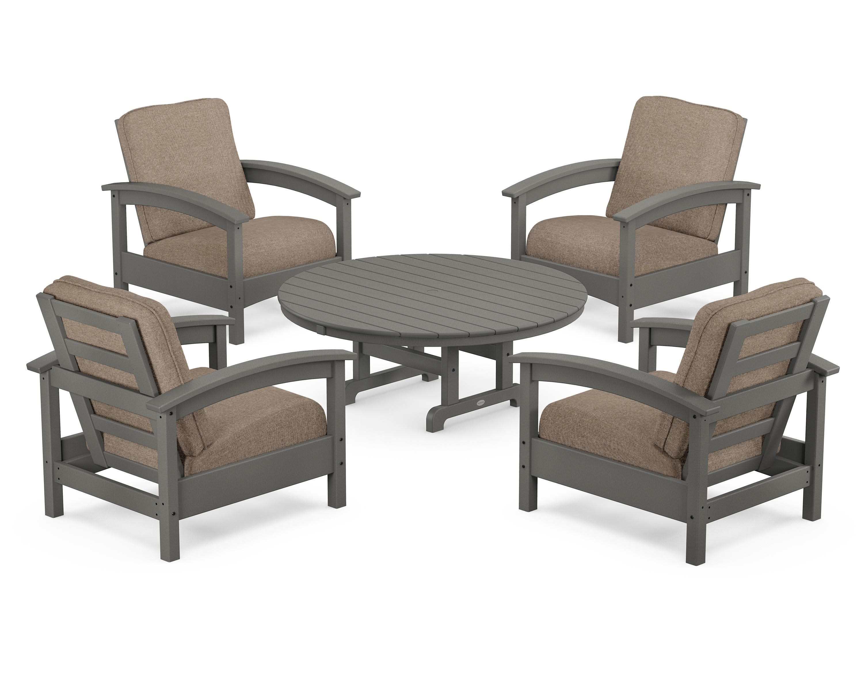Rockport 5-Piece Deep Seating Set in Stepping Stone / Spiced Burlap