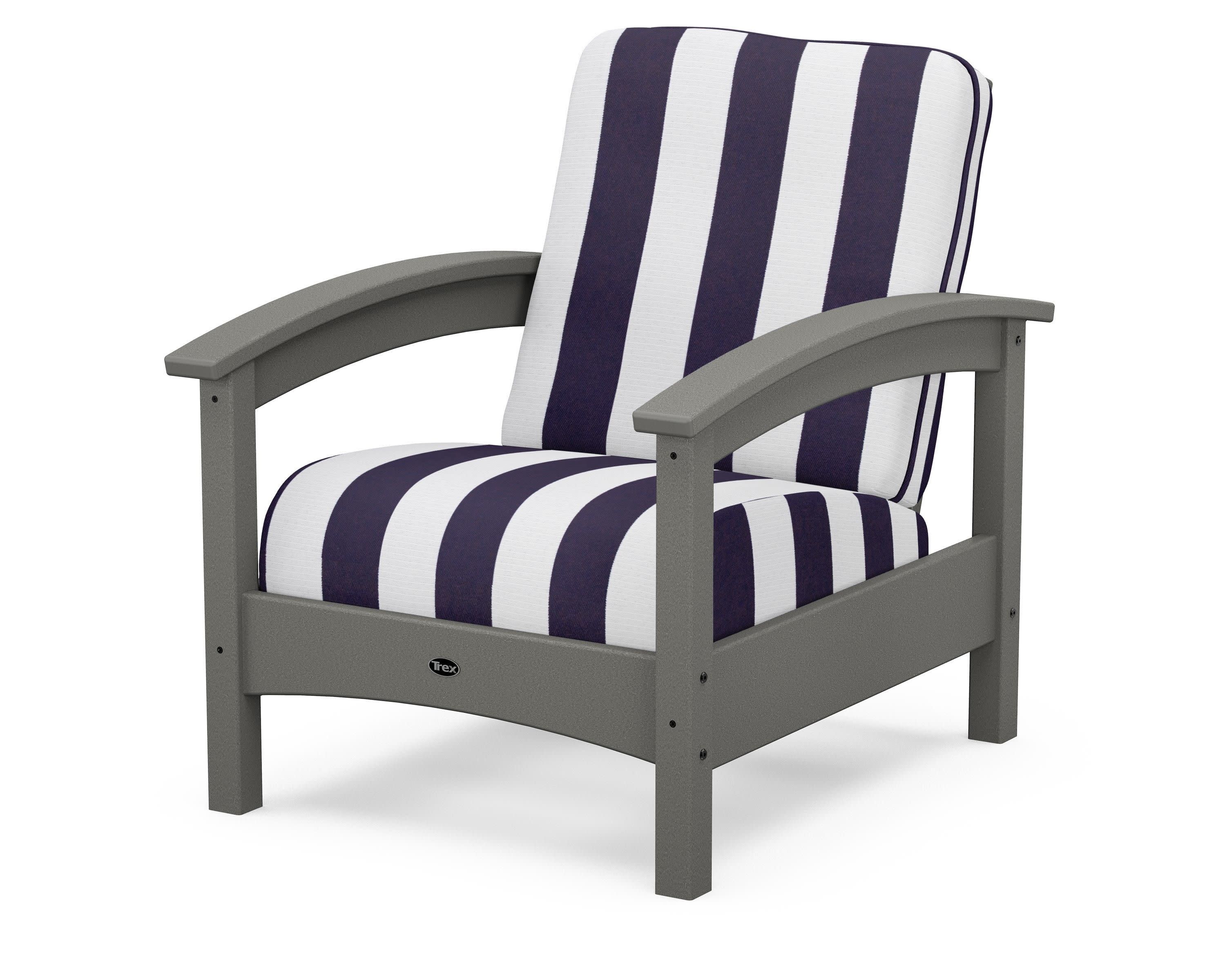 Rockport Club Chair in Stepping Stone / Cabana Stripe Navy