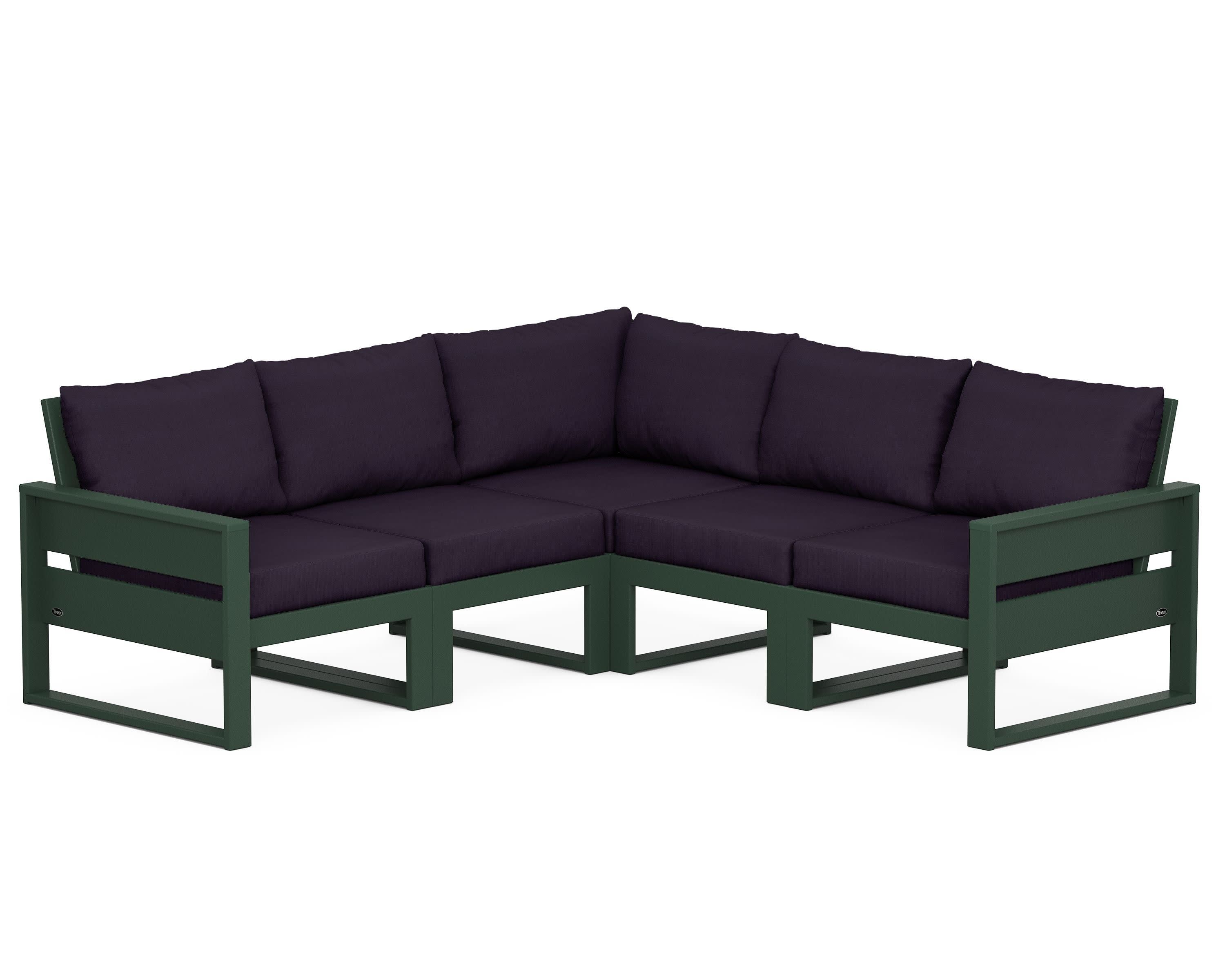 Eastport 5-Piece Sectional in Rainforest Canopy / Navy Linen