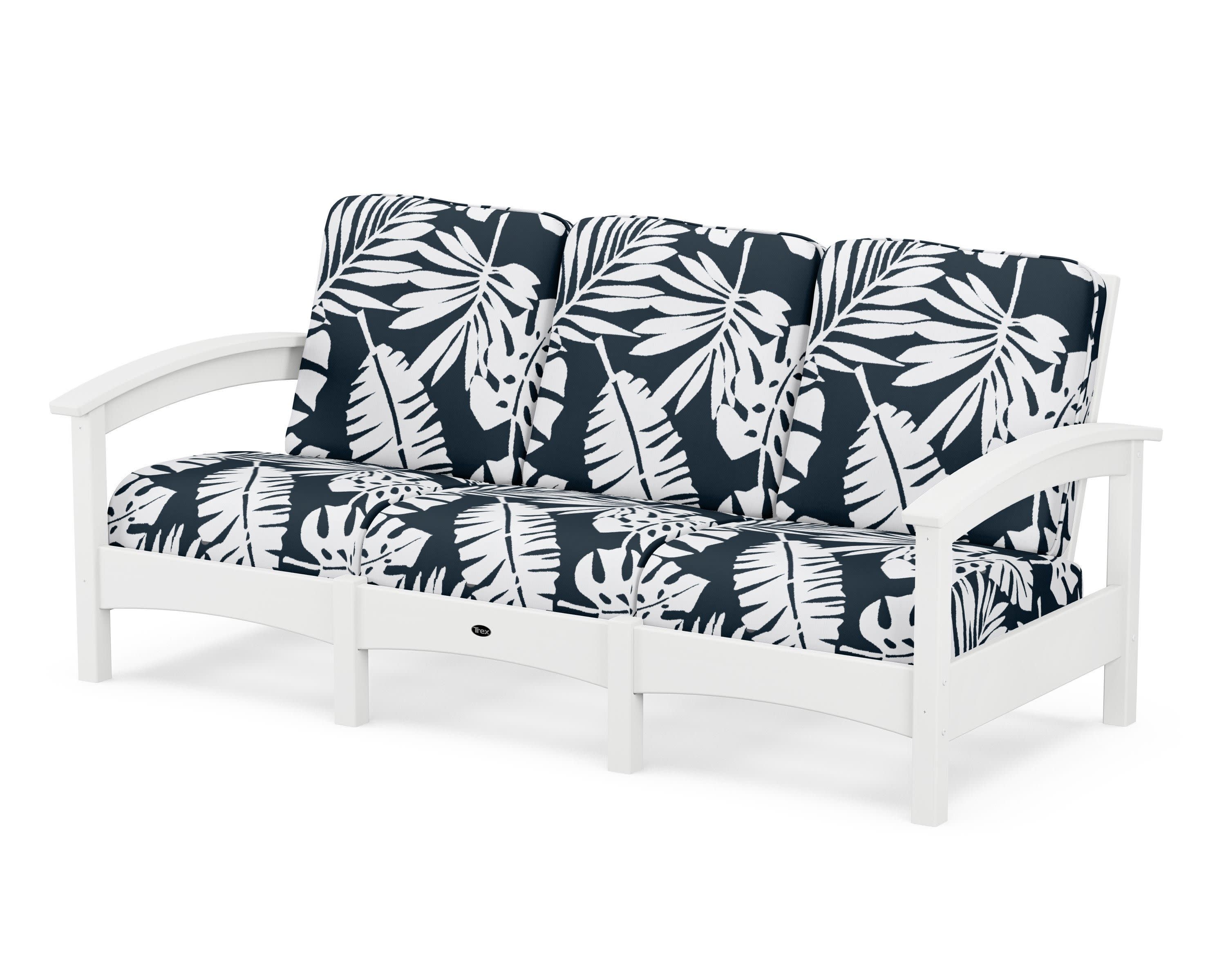 Rockport Club Sofa in Classic White / Leaf Marine Indigo