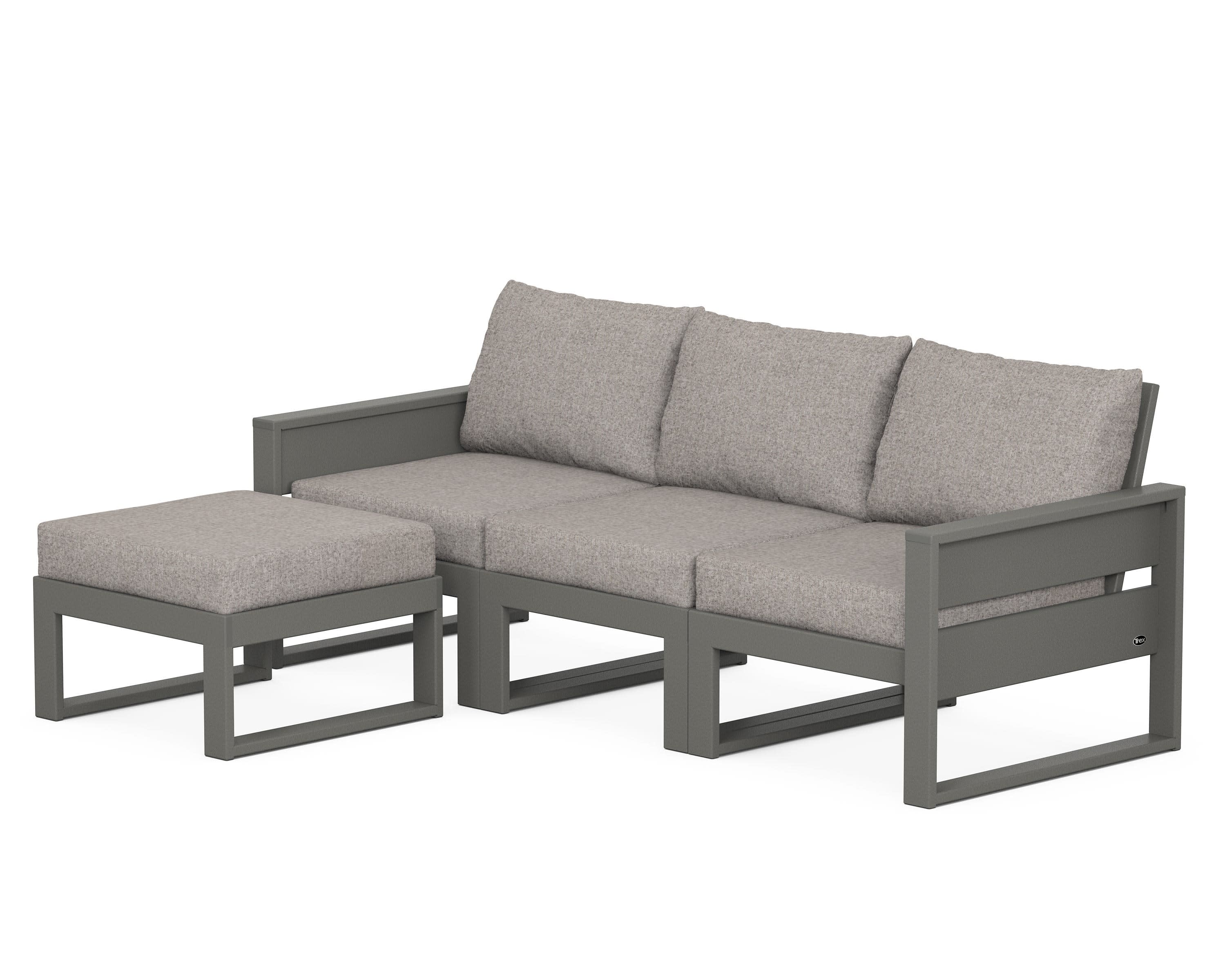 Eastport 4- Piece Sectional with Ottoman in Stepping Stone / Weathered Tweed