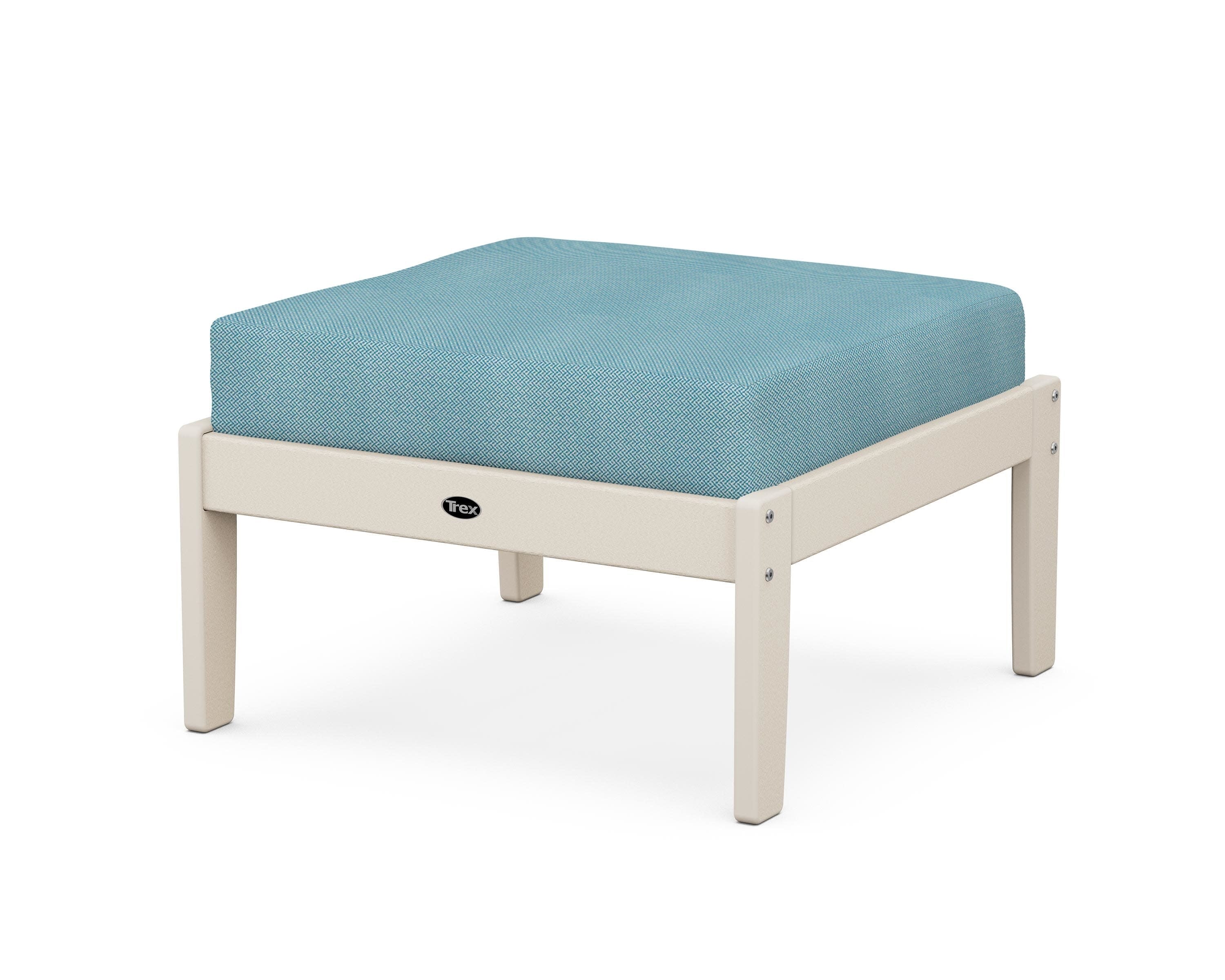 Yacht Club Deep Seating Ottoman in Sand Castle / Lattice Sky Blue
