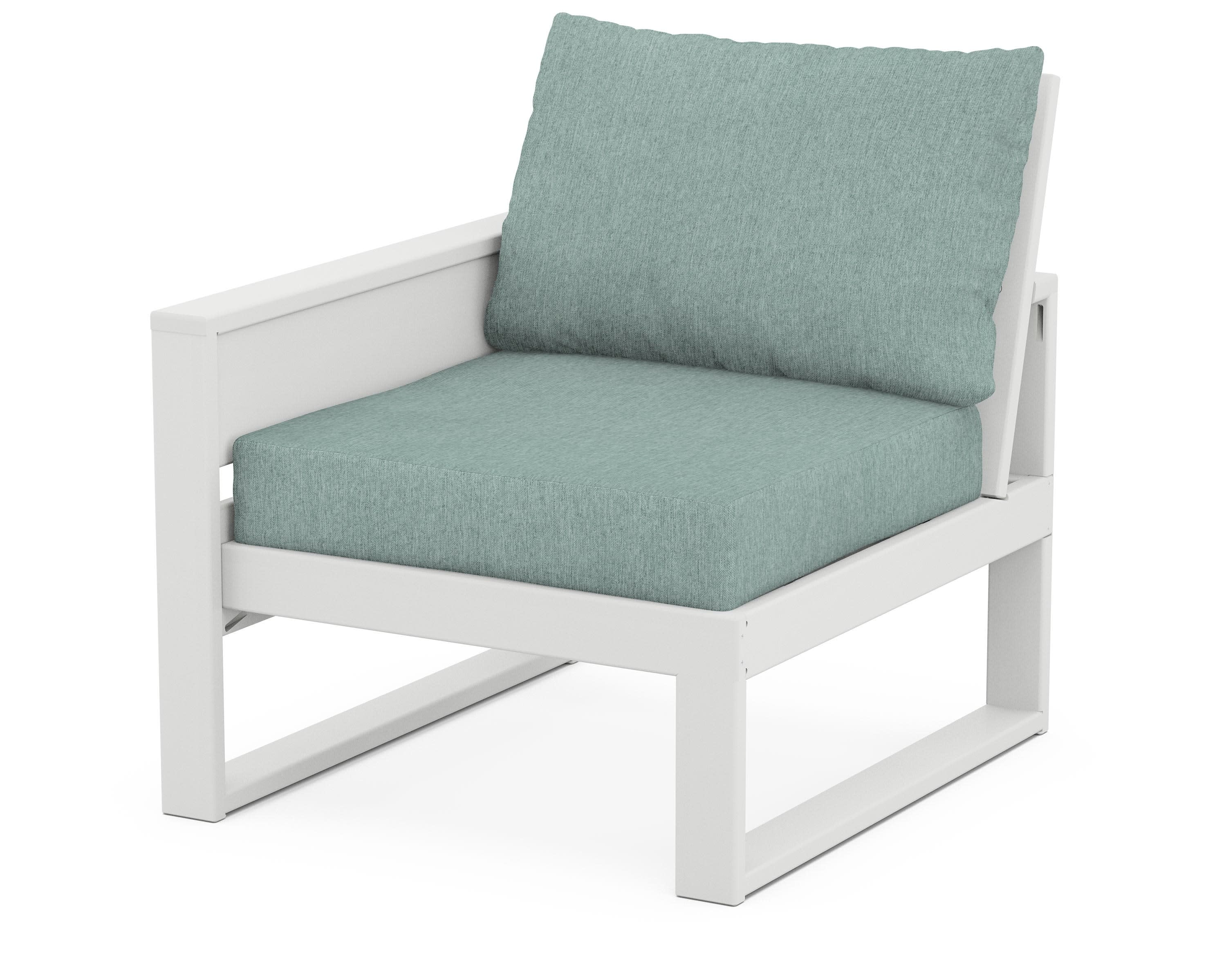 Eastport Modular Left Arm Chair in Classic White / Glacier Spa