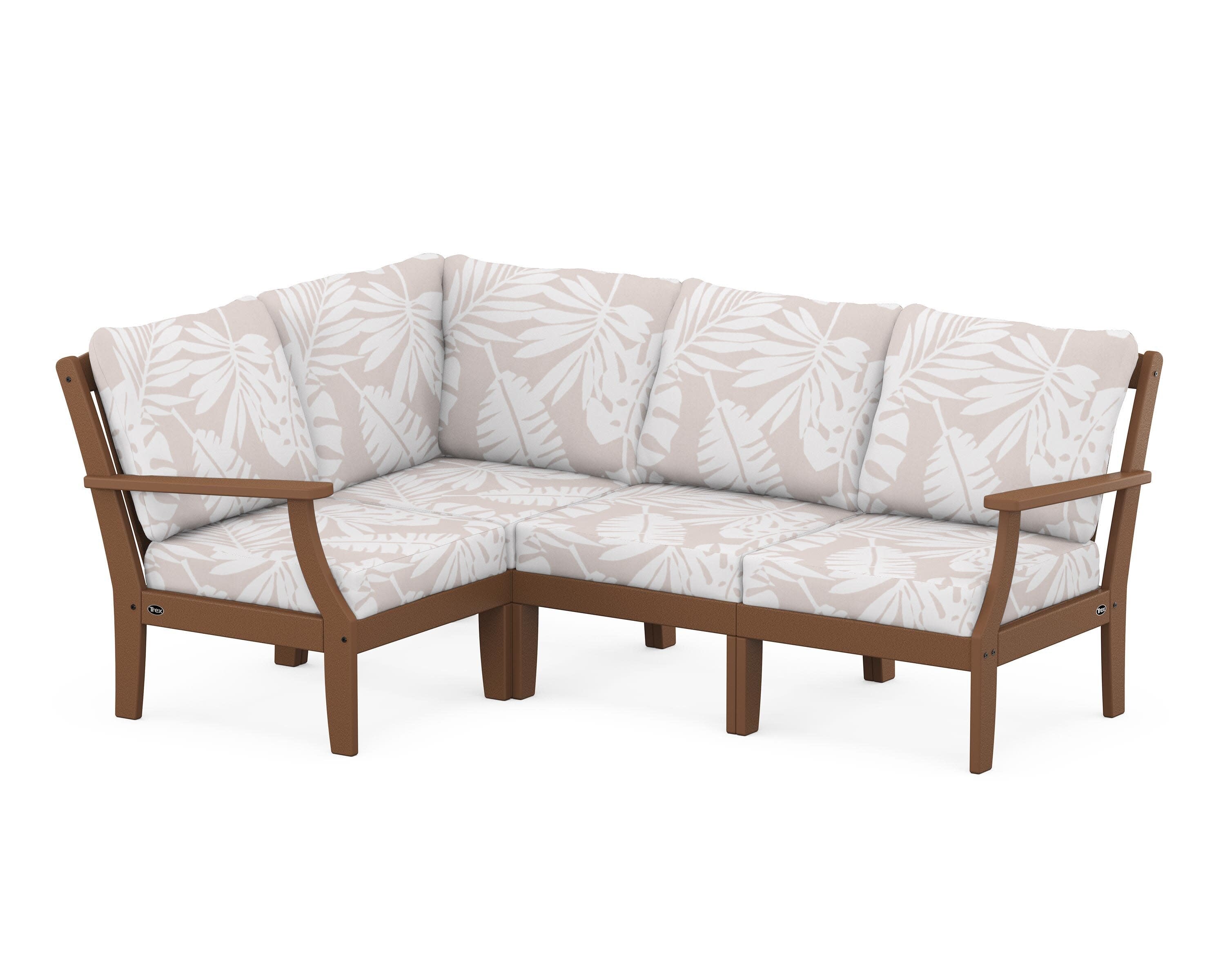 Yacht Club Modular 4-Piece Deep Seating Set in Tree House / Leaf Dune Burlap