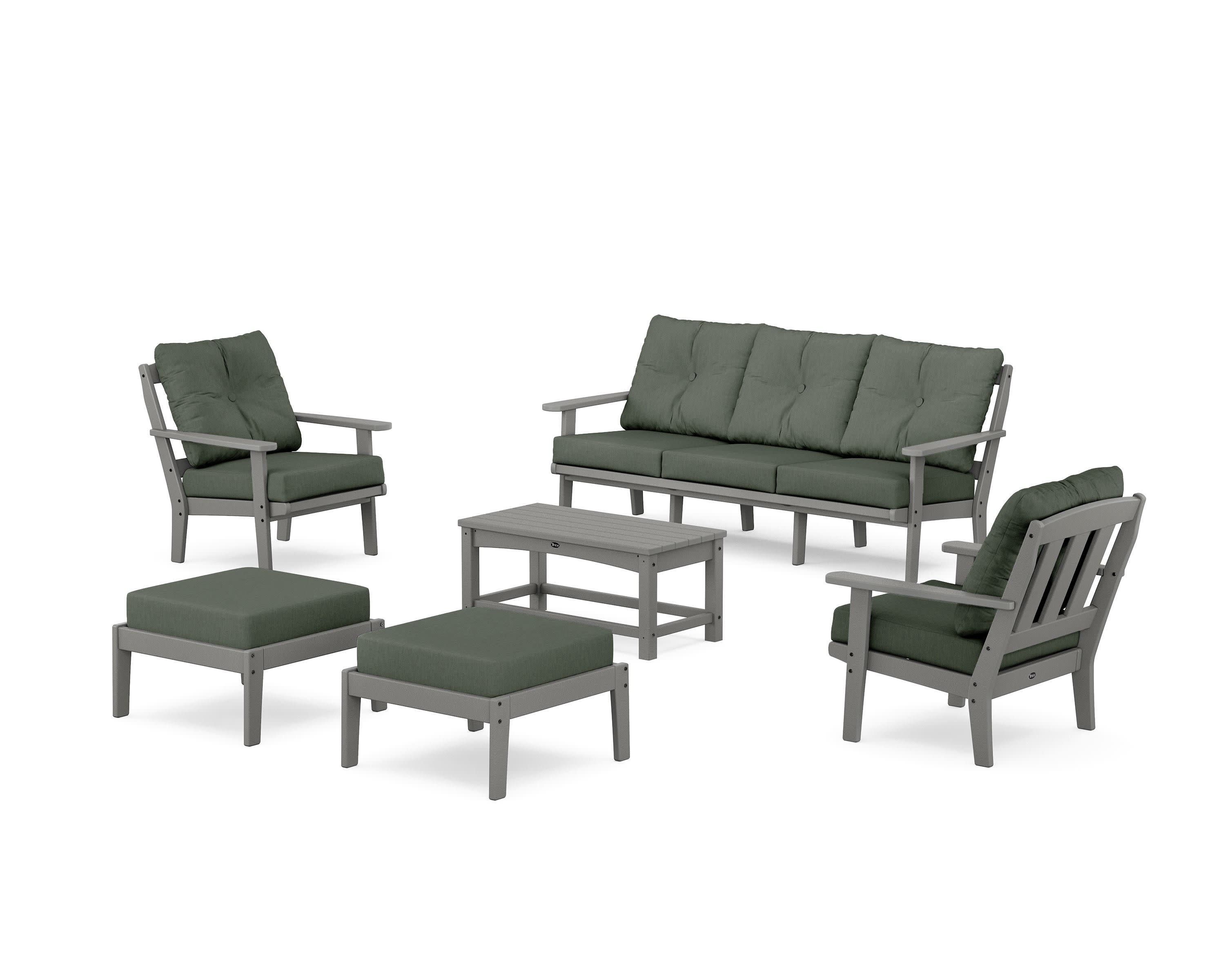 Cape Cod 6-Piece Lounge Sofa Set in Stepping Stone / Cast Sage