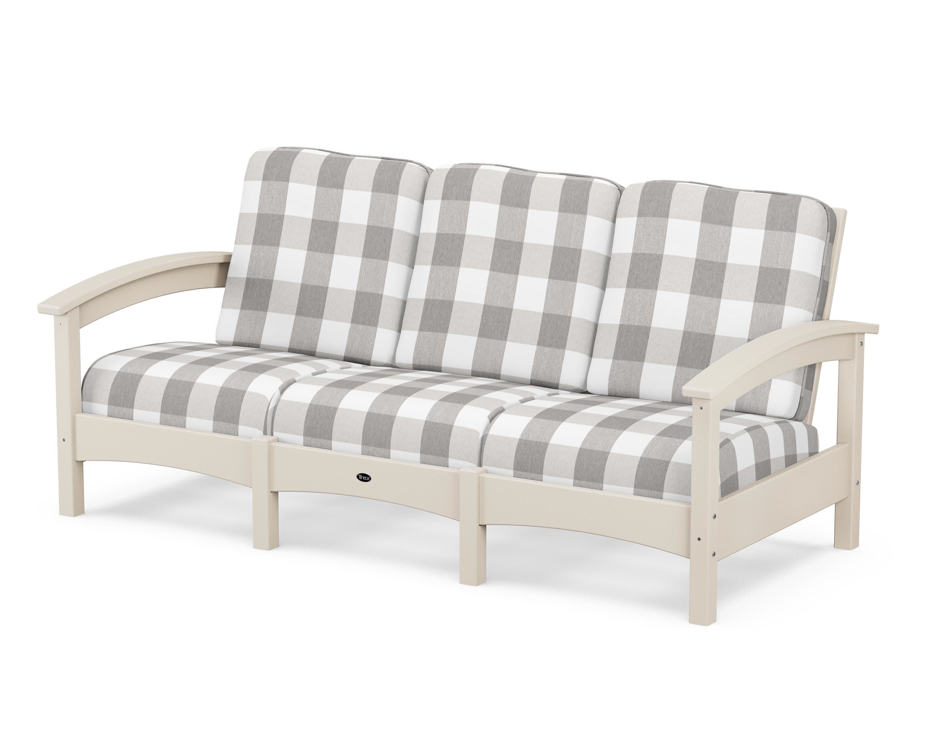 Rockport Club Sofa in Sand Castle / Buffalo Plaid Grey Mist