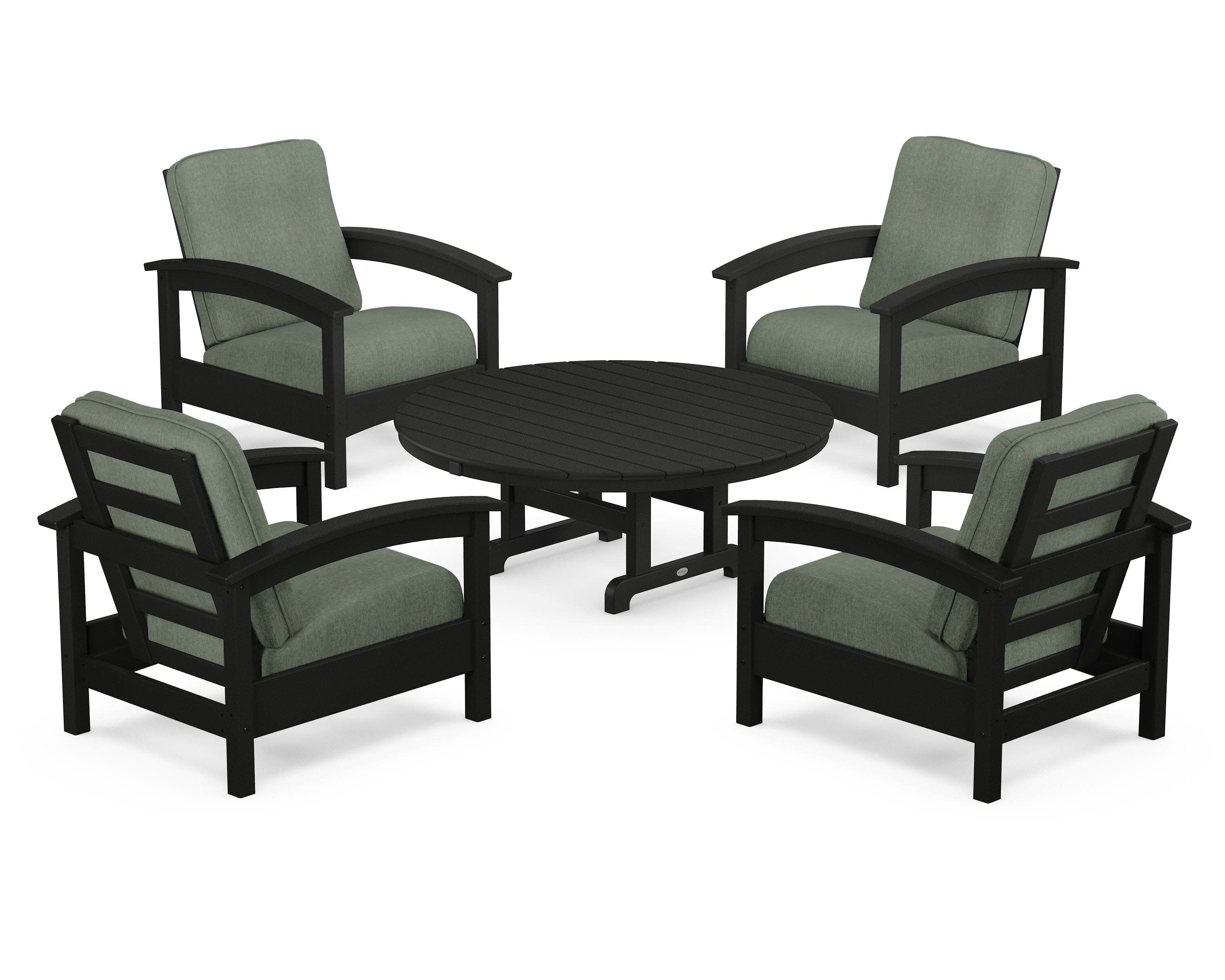Rockport 5-Piece Deep Seating Set in Charcoal Black / Cast Sage