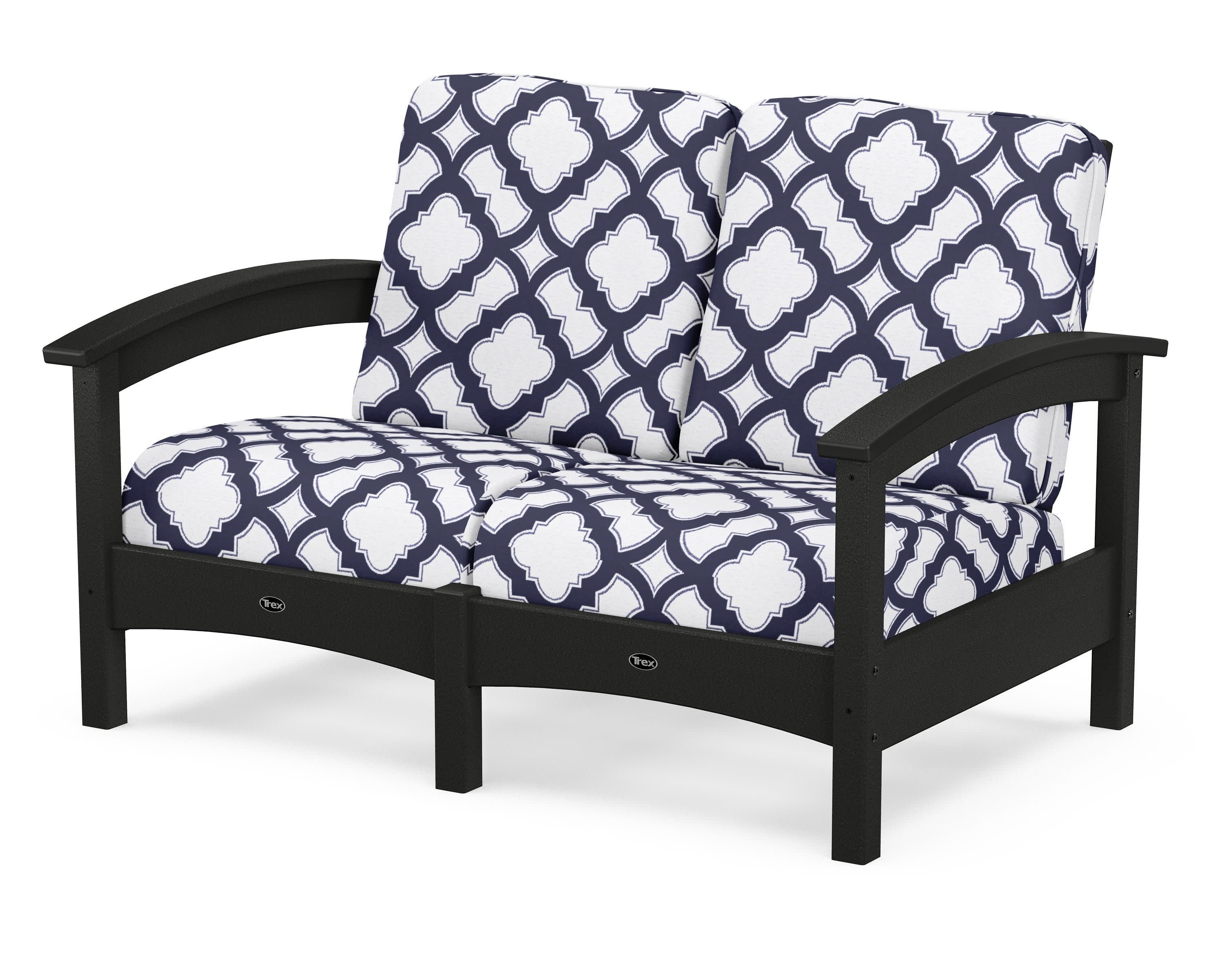 Rockport Club Loveseat in Charcoal Black / Trellis Navy