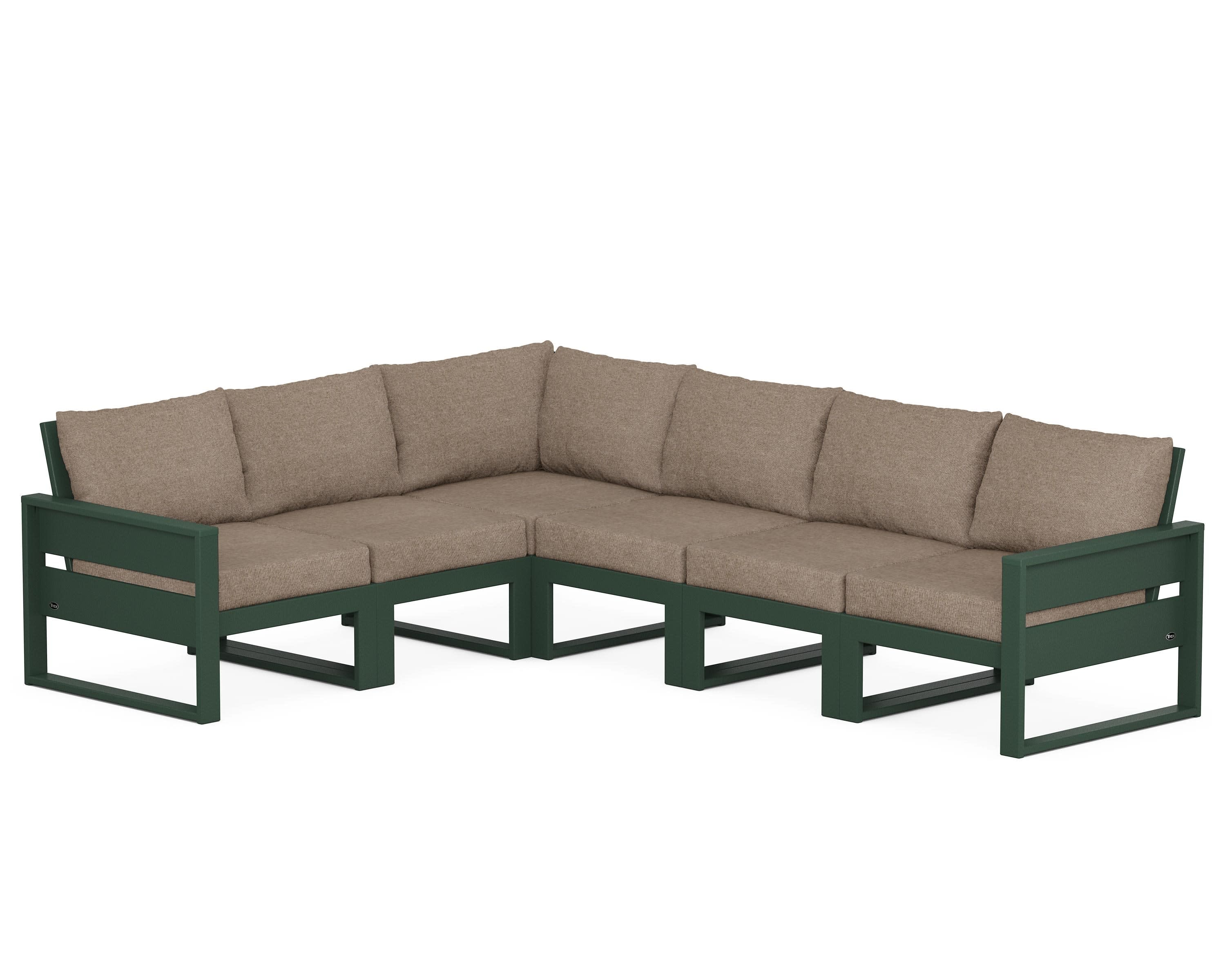Eastport 6-Piece Sectional in Rainforest Canopy / Spiced Burlap