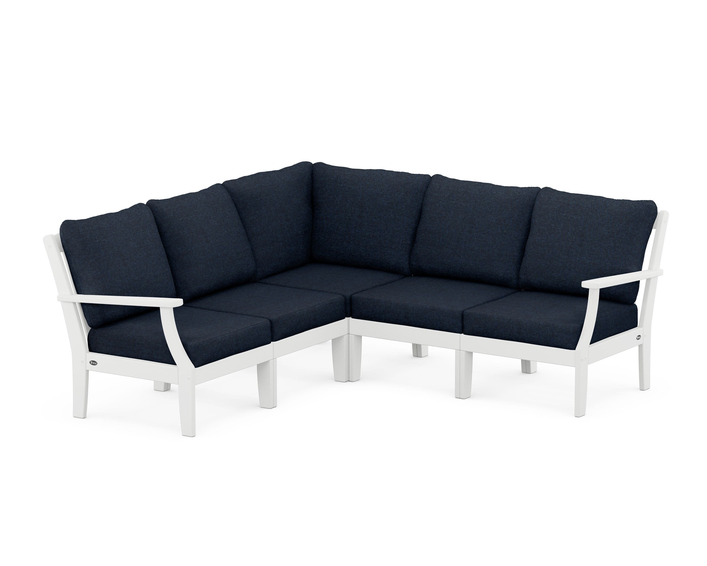 Yacht Club Modular 5-Piece Deep Seating Set in Classic White / Marine Indigo