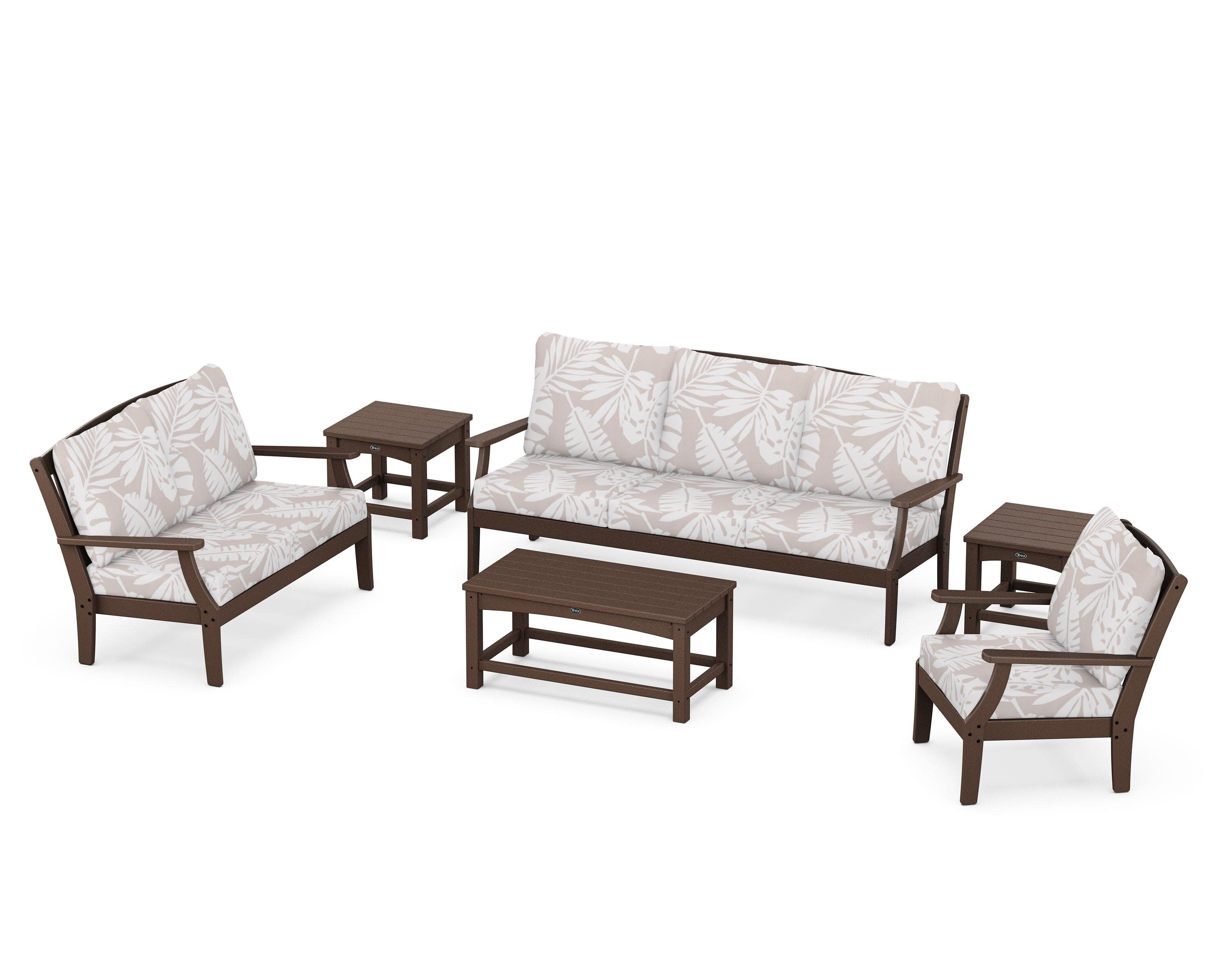 Yacht Club 6-Piece Deep Seating Set in Vintage Lantern / Leaf Dune Burlap